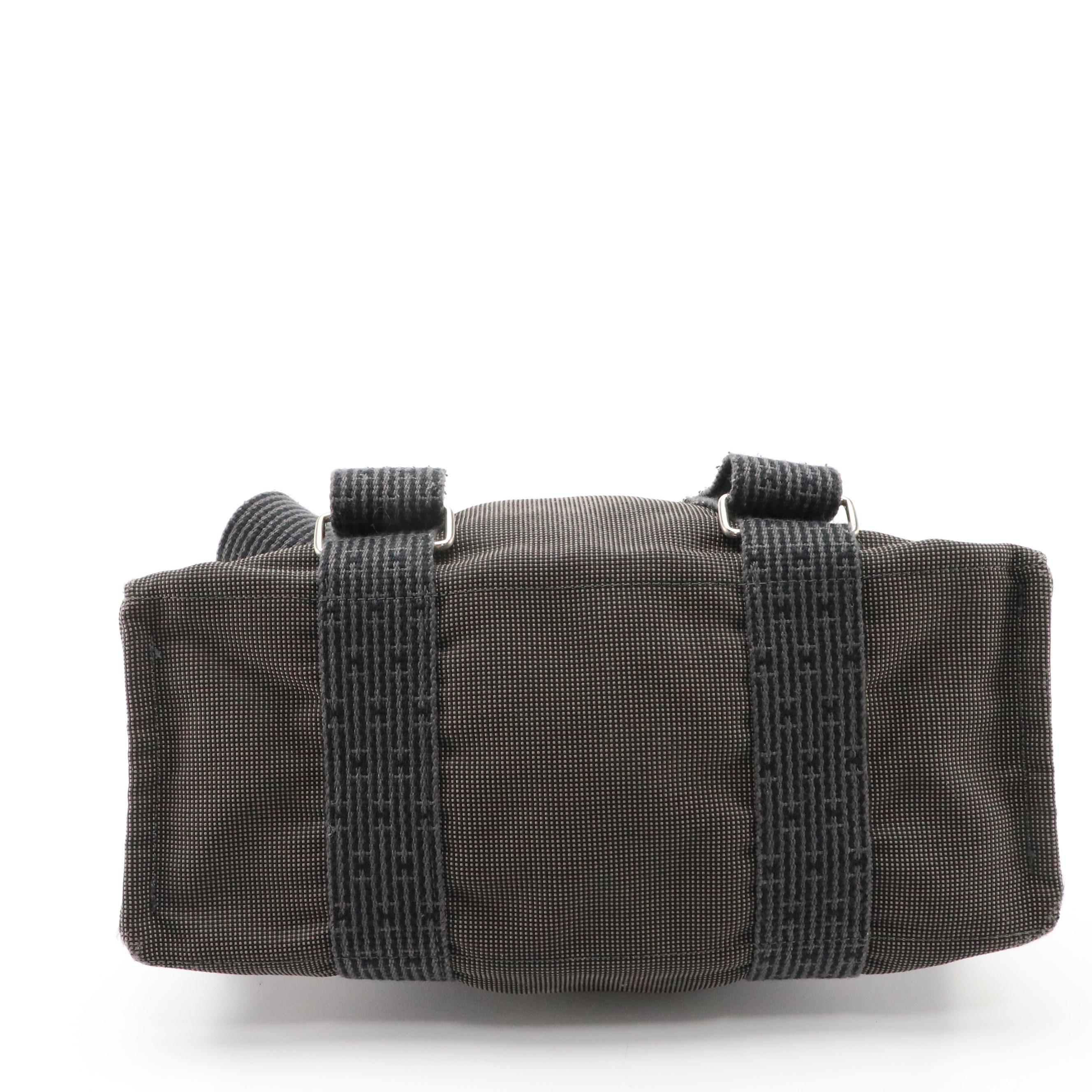 Hermès Herline Backpack Tote in Black and Grey Nylon Canvas