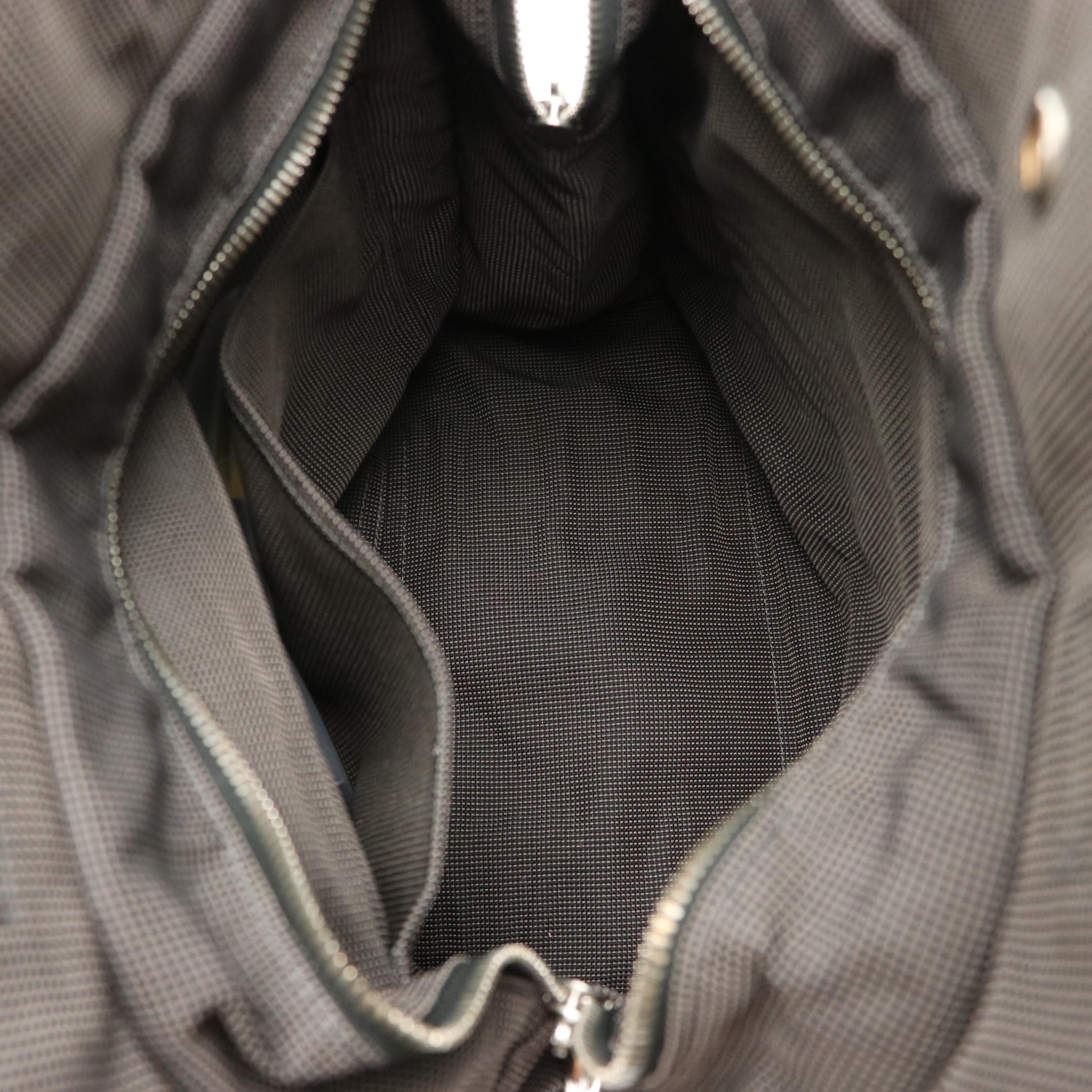 Hermès Herline Backpack Tote in Black and Grey Nylon Canvas