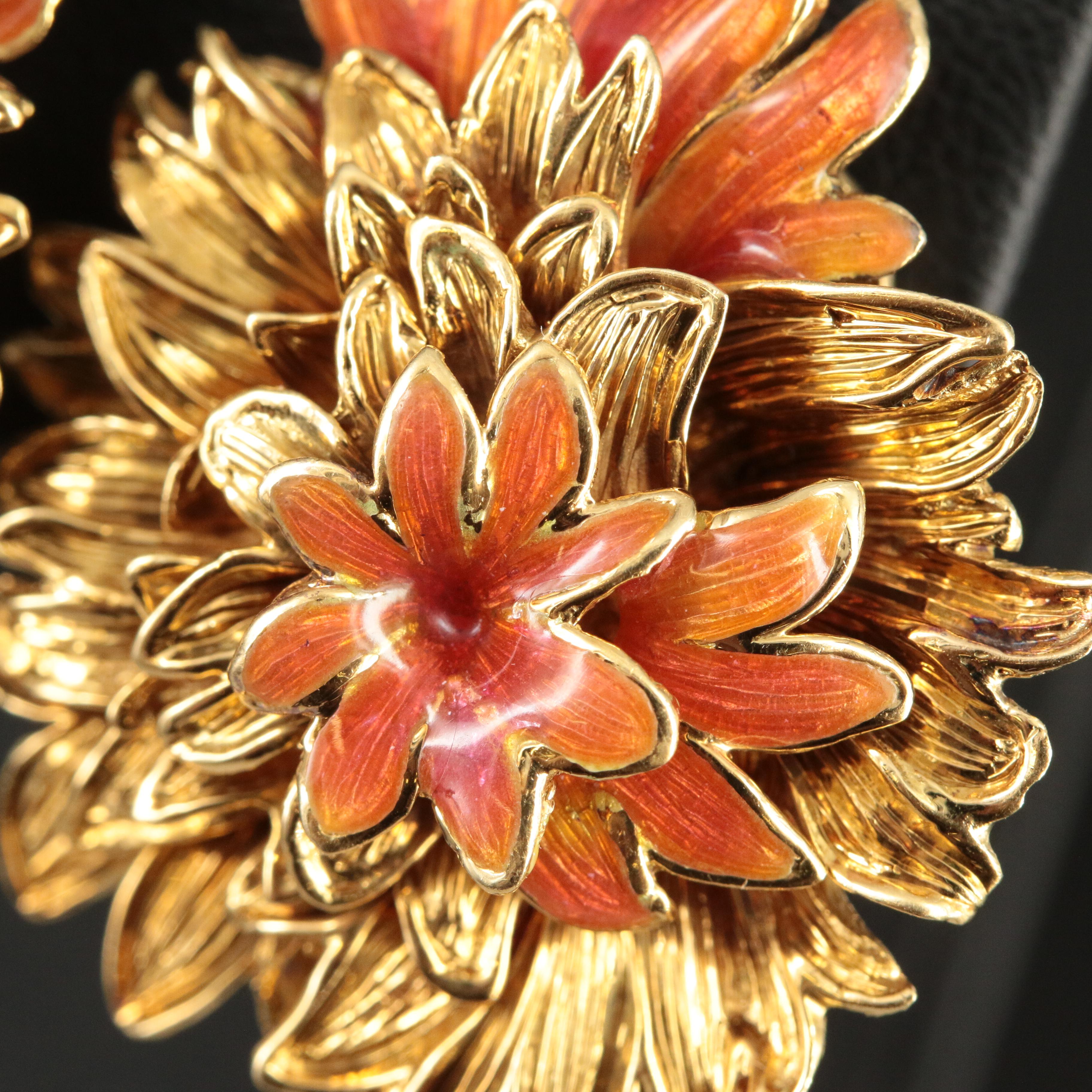 Tiffany & Co. 18K Enamel Flower Earrings