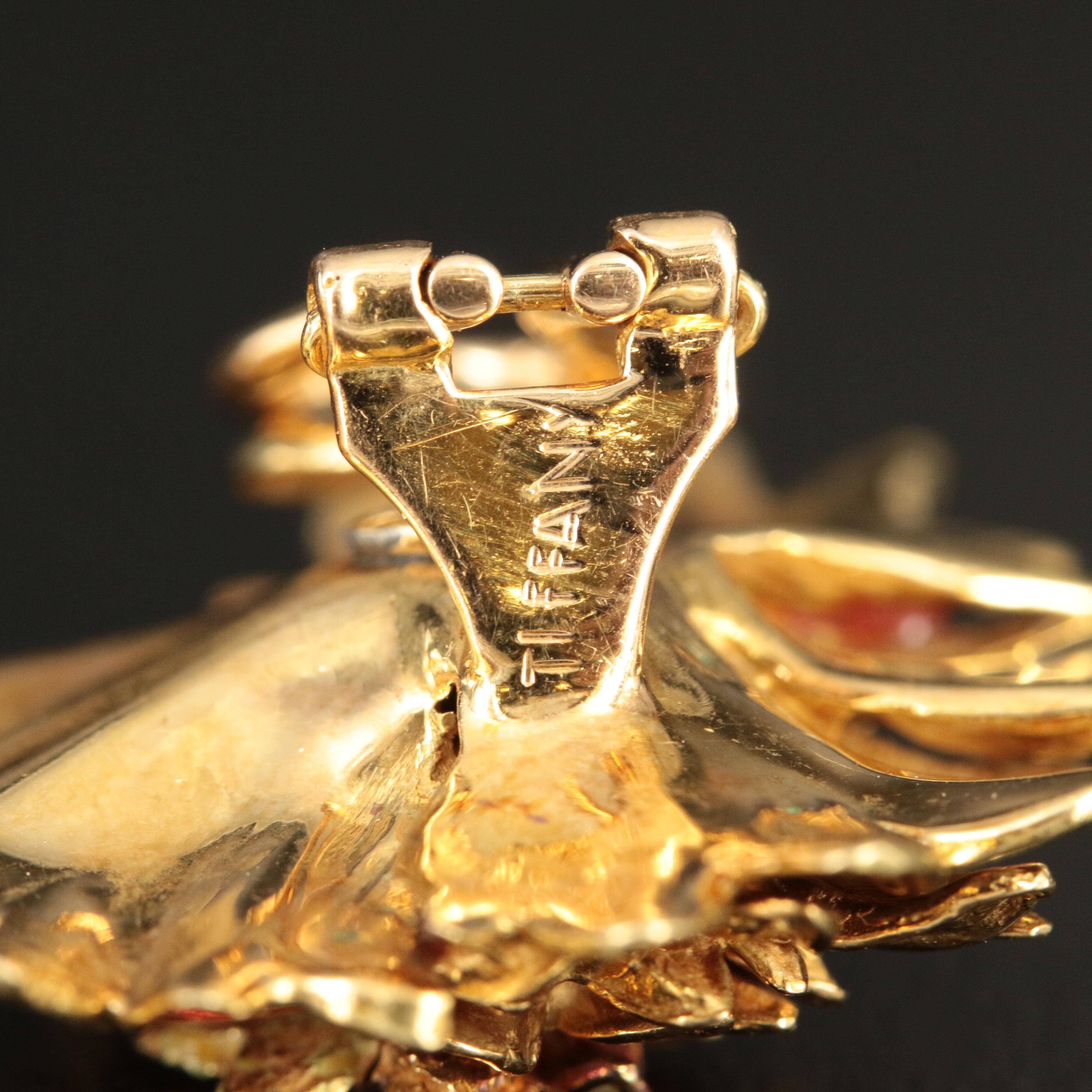 Tiffany & Co. 18K Enamel Flower Earrings