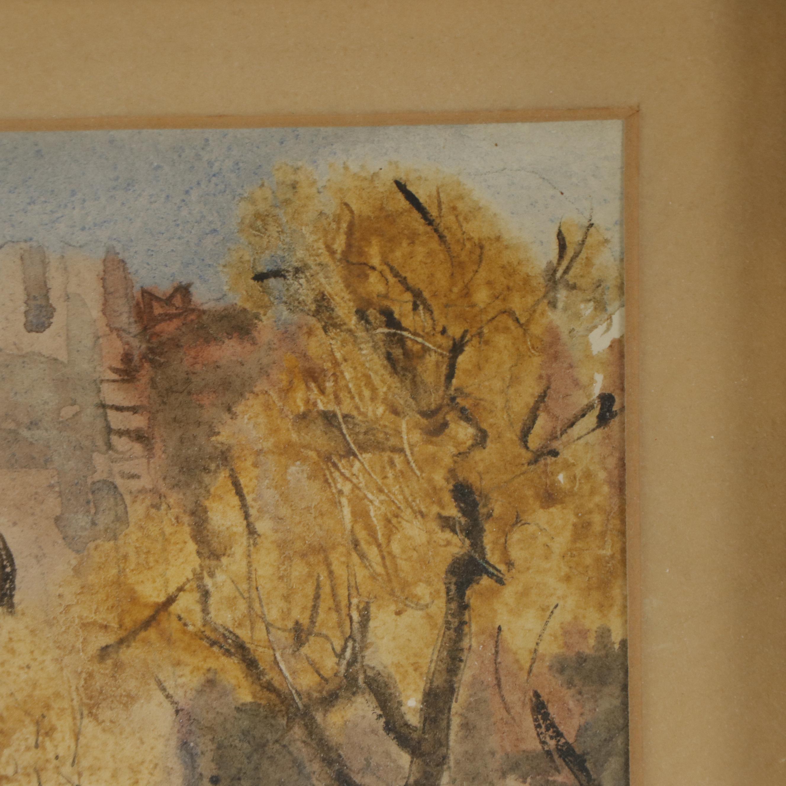 Robert Hawthorne Kitson Watercolor Painting of Castle Overlooking the Sea