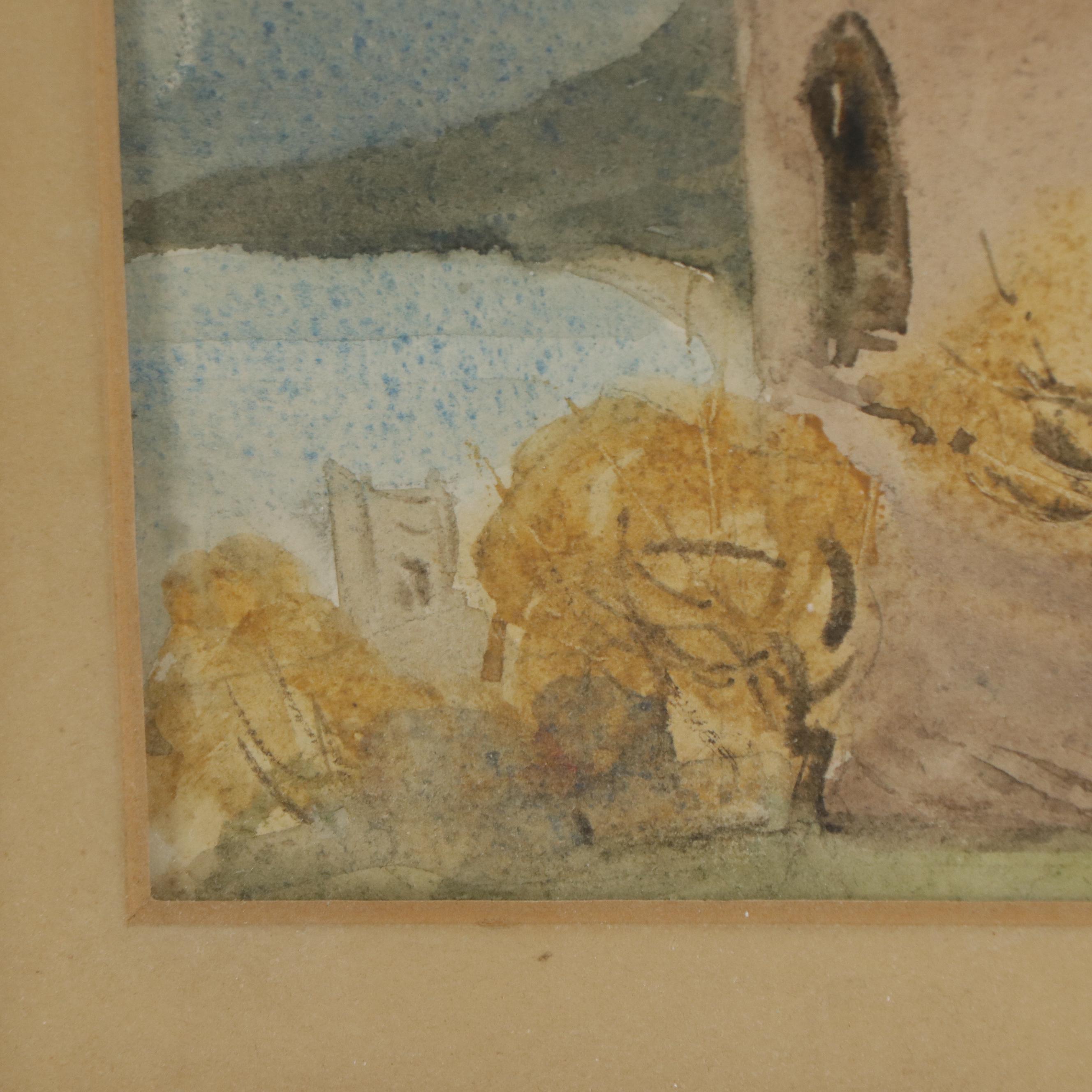 Robert Hawthorne Kitson Watercolor Painting of Castle Overlooking the Sea