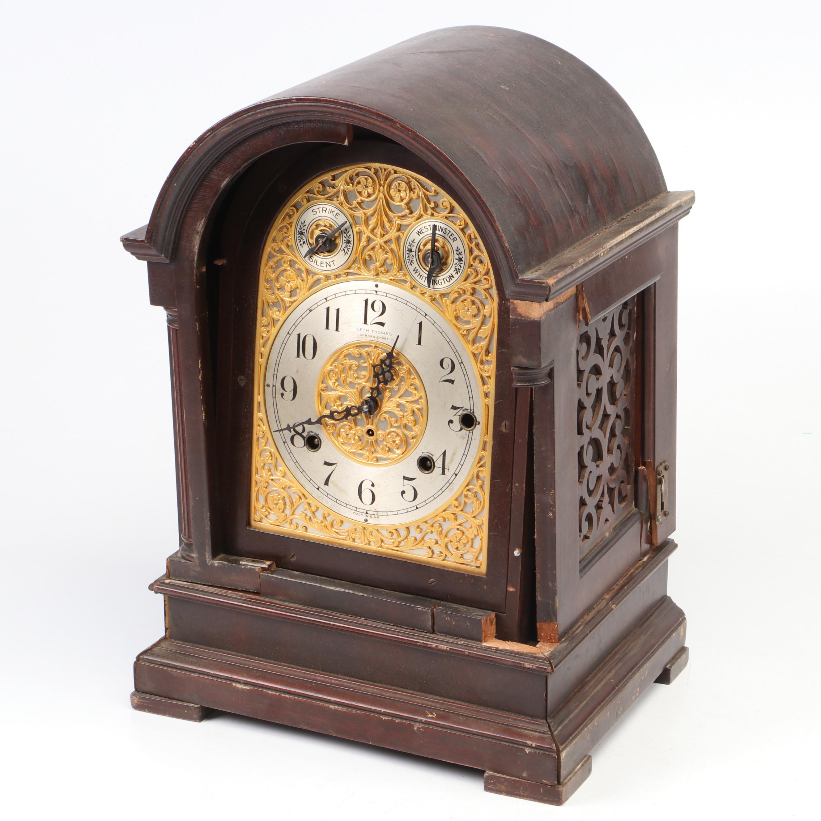 Seth Thomas Sonora Chime Mahogany Eight-Day Mantel Clock, Early 20th Century
