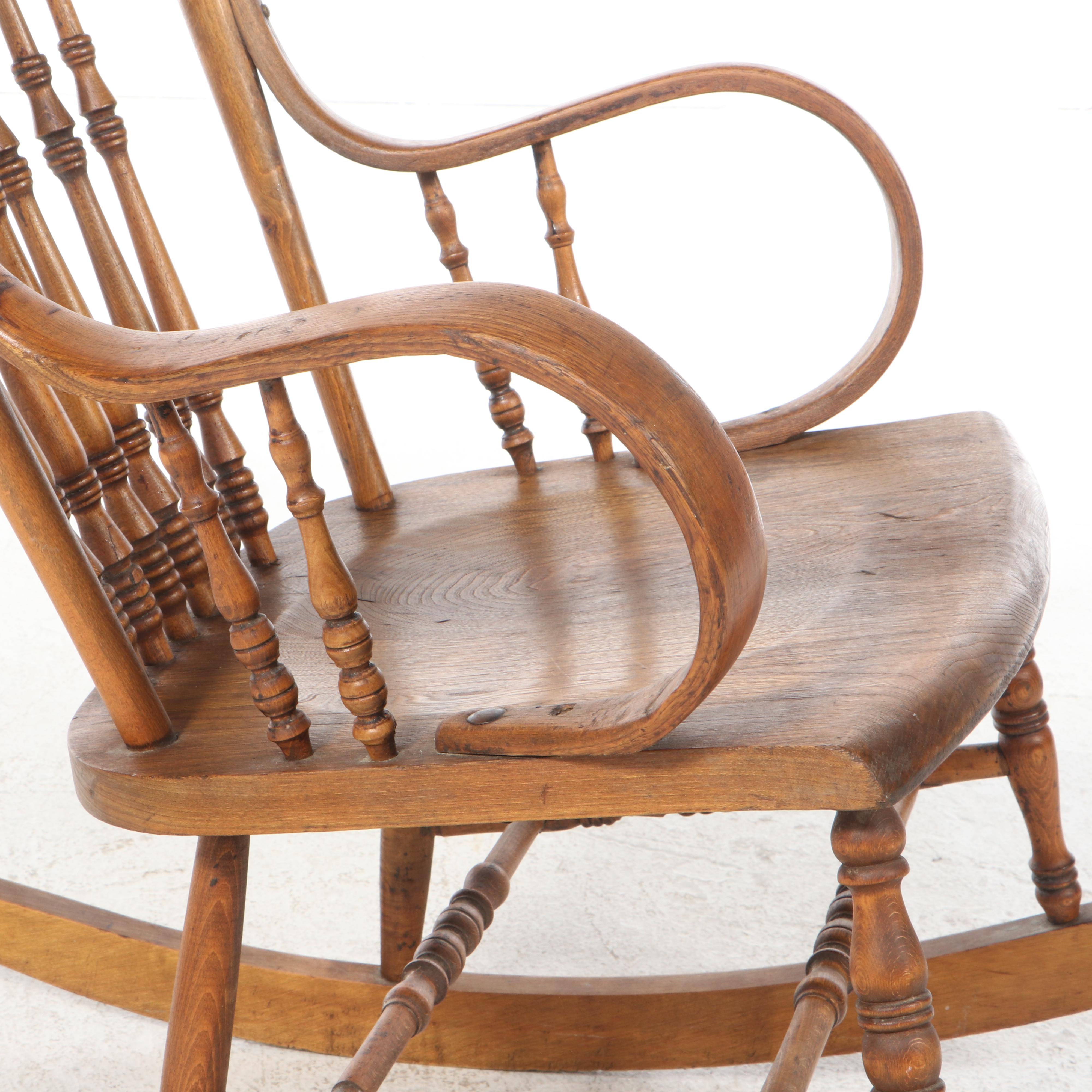 Ohio Late Victorian Ash Pressed and Spindle-Back Rocker, circa 1900