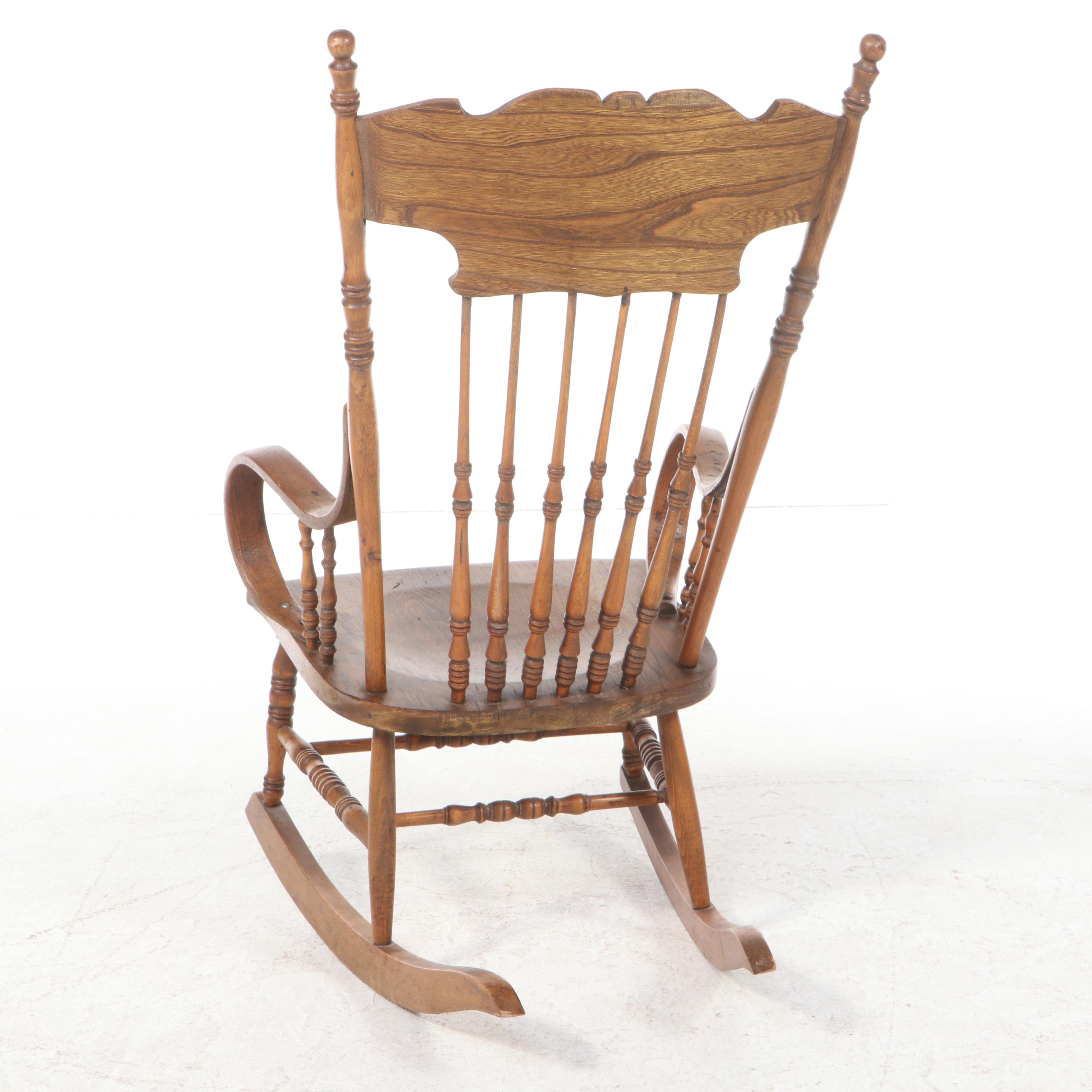 Ohio Late Victorian Ash Pressed and Spindle-Back Rocker, circa 1900