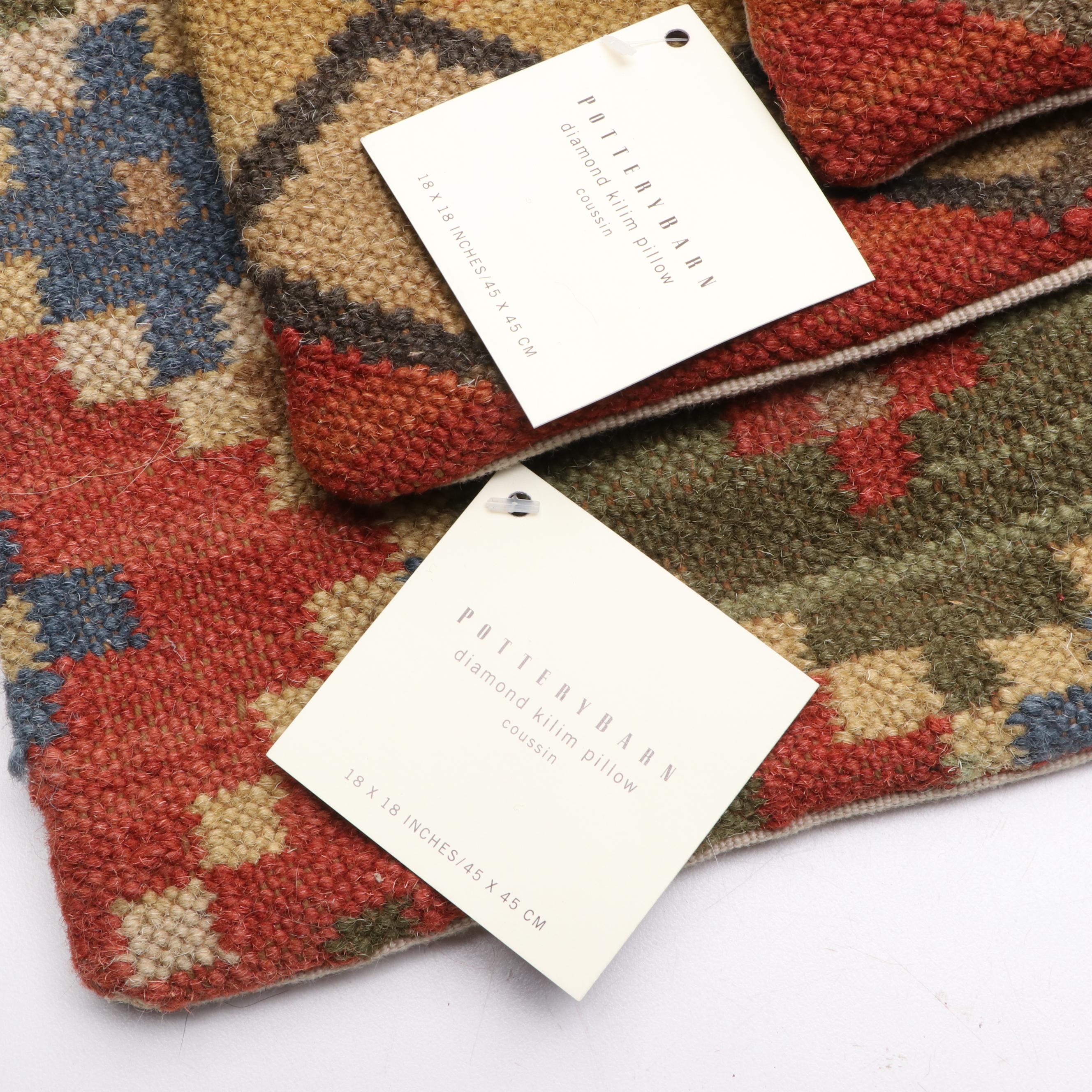 Pottery Barn Diamond Kilim Face Throw Pillow Covers EBTH