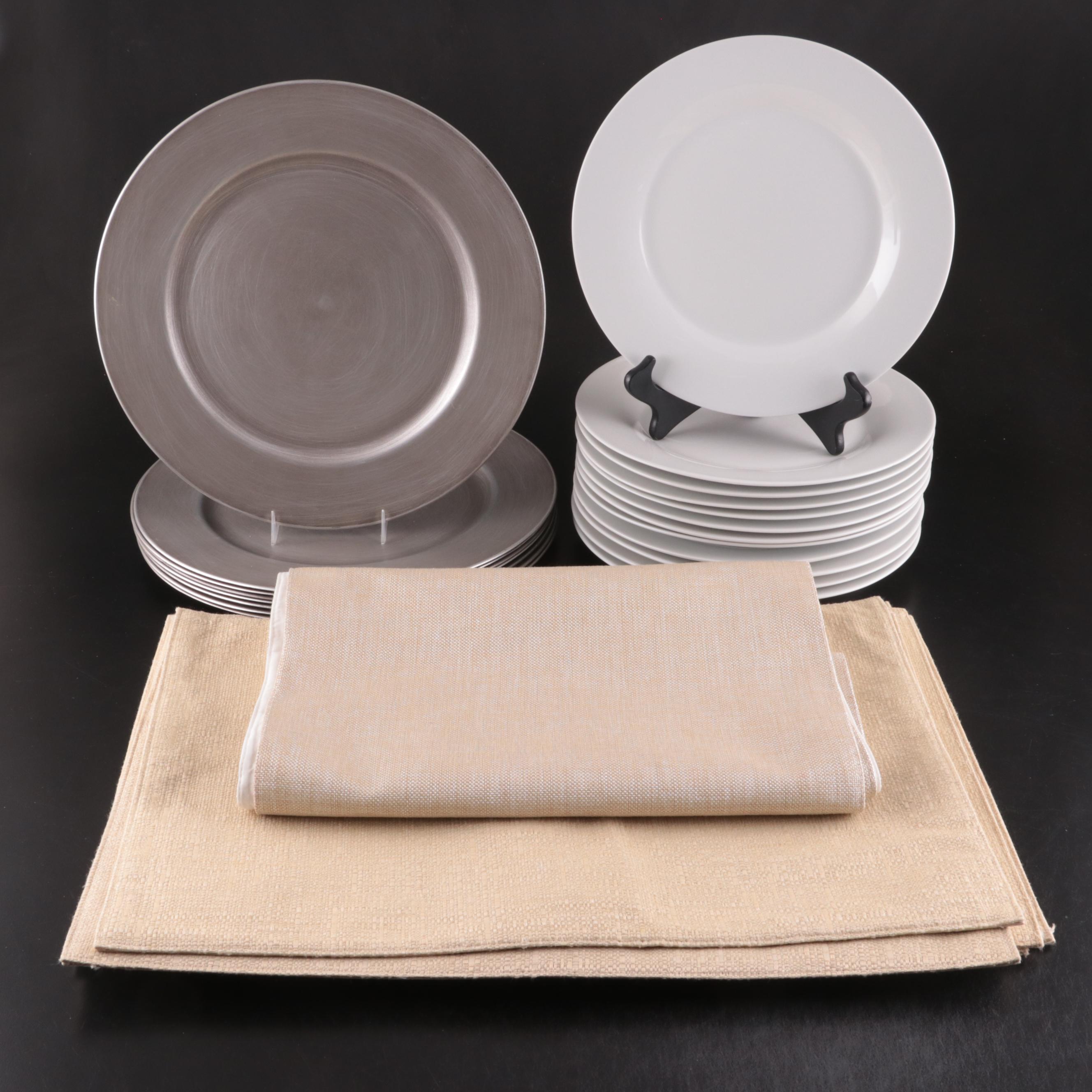 Ten Strawberry Street "Royal White" Porcelain Dinner Plates with More