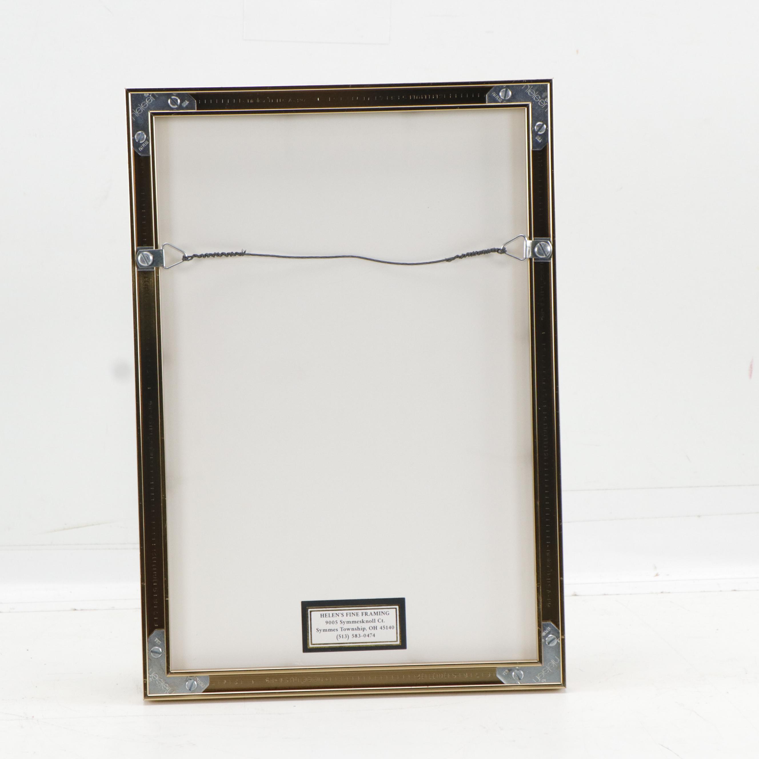 Mexican Folk Art Amate Bark Painting of Bird and Vegetal Motif