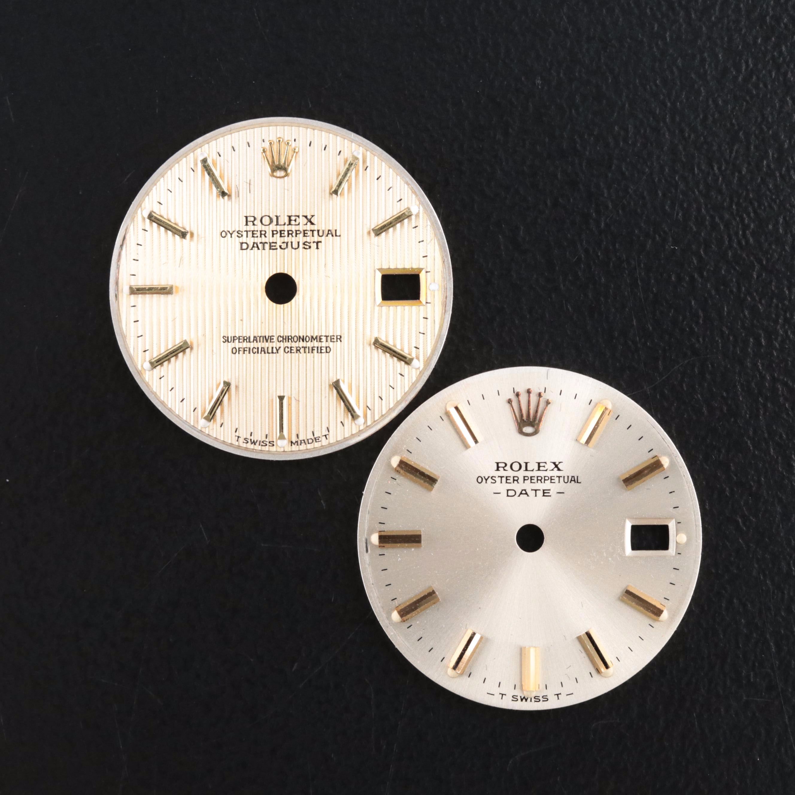Pair of Rolex Oyster Perpetual Date and Datejust Watch Dials