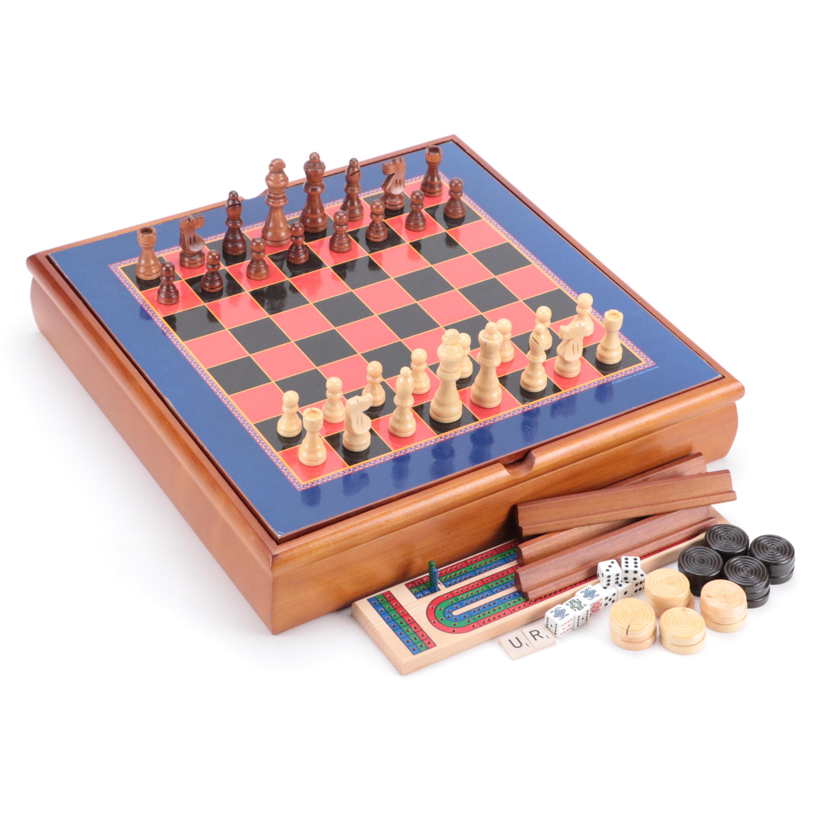Hasbro Checkers, Checkers, Cribbage and More Five in One Board Game Set