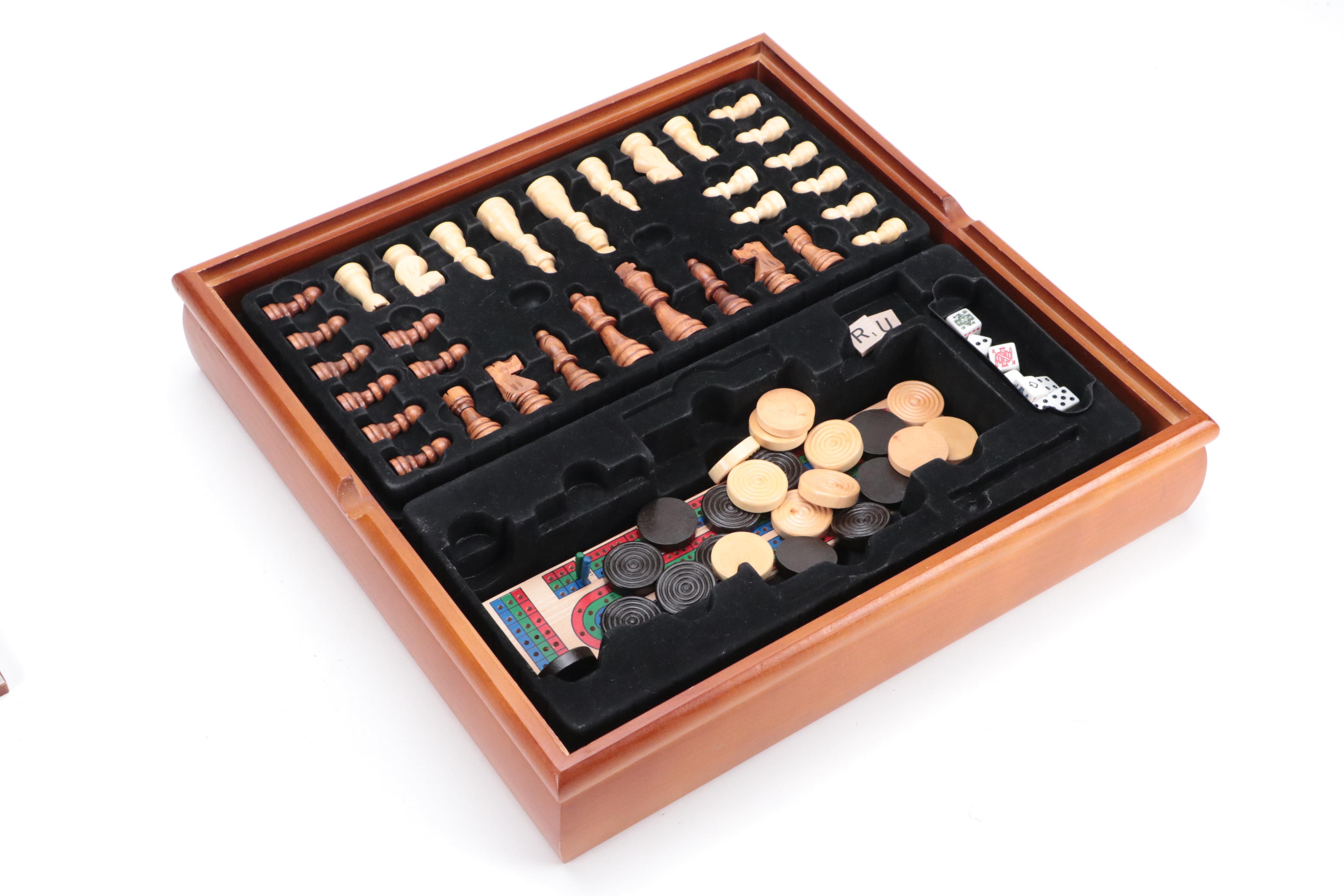 Hasbro Checkers, Checkers, Cribbage and More Five in One Board Game Set