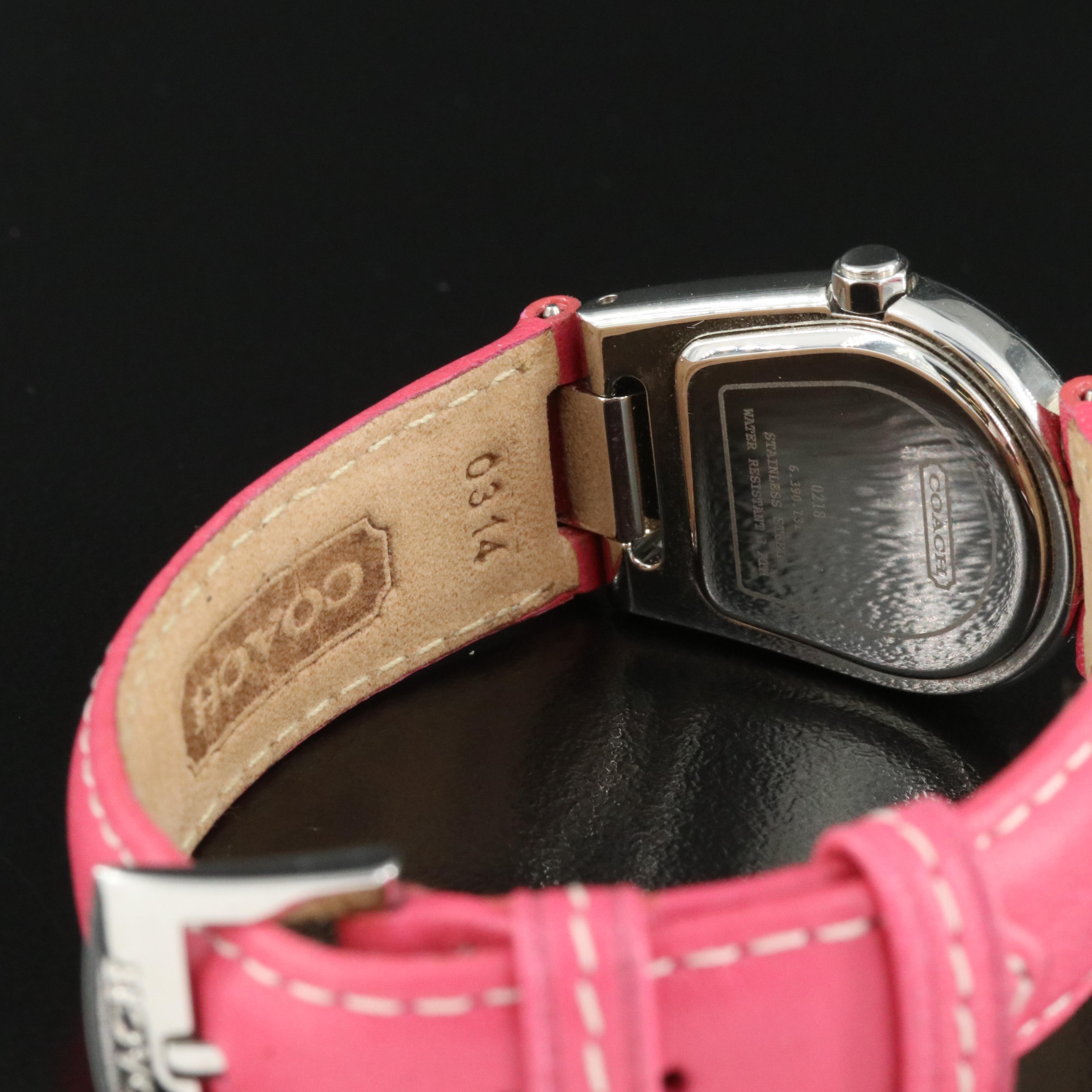 Stainless Steel Coach Horseshoe Pink Swiss Made Watch