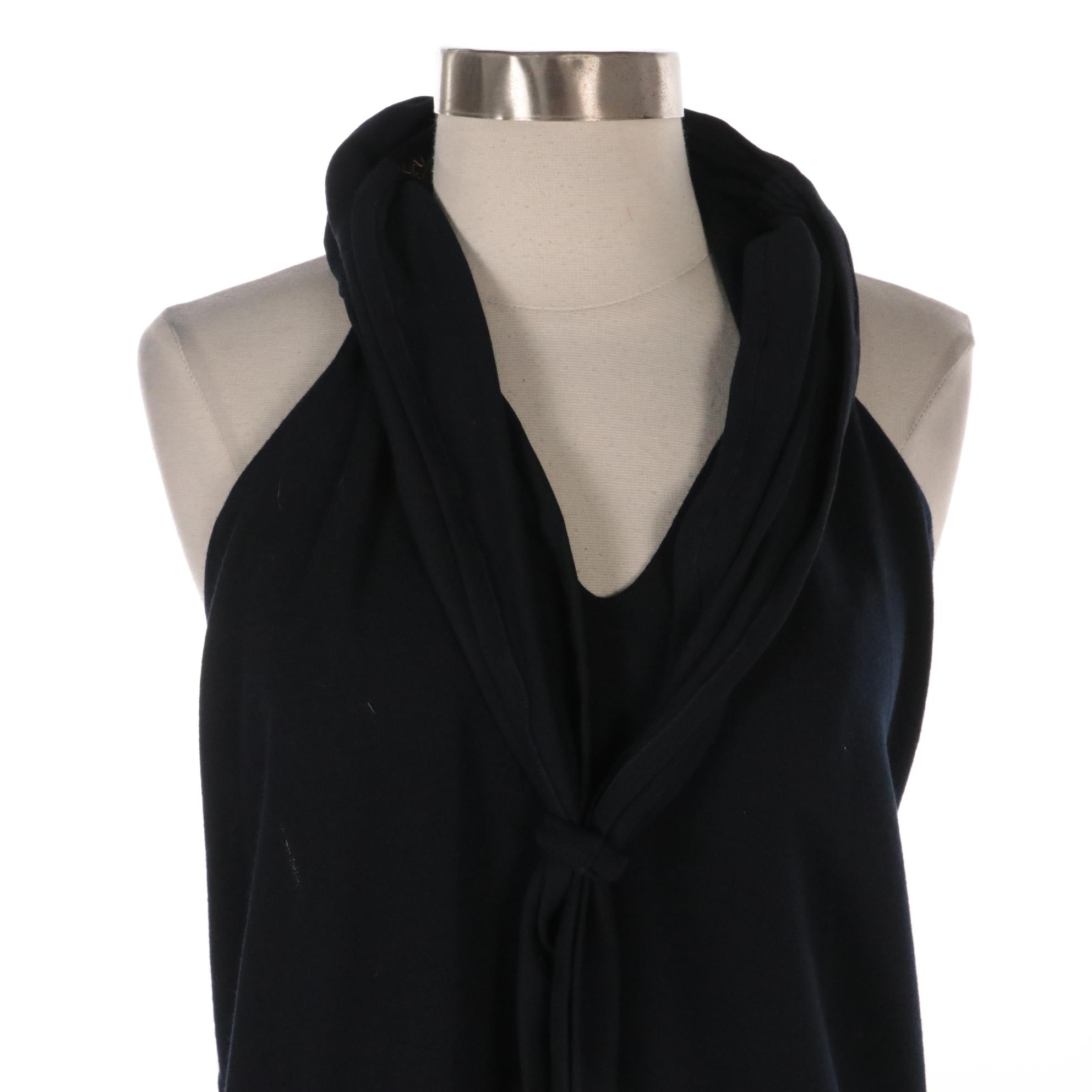 Donna Karan New York Wool Halter Dress, Wool Bodysuit, and Wide Leather Belt