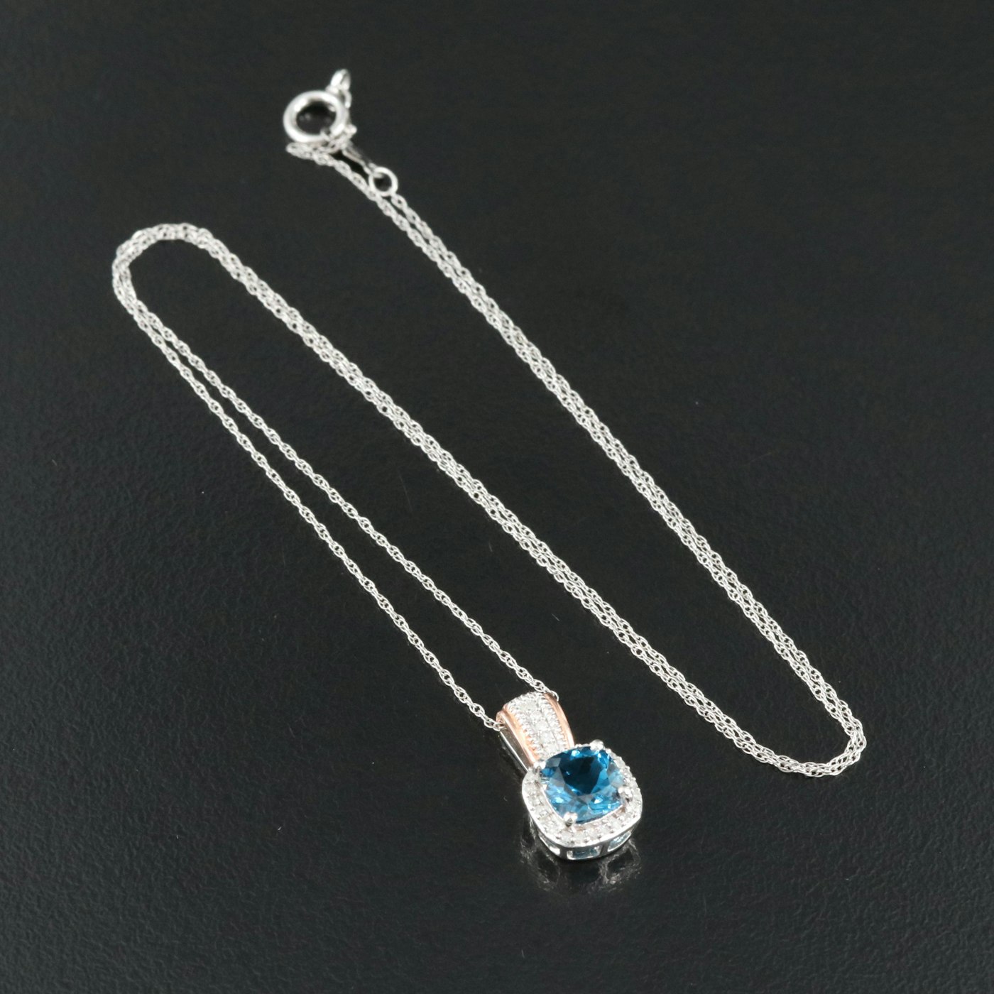 Sterling Topaz and Diamond Necklace | EBTH