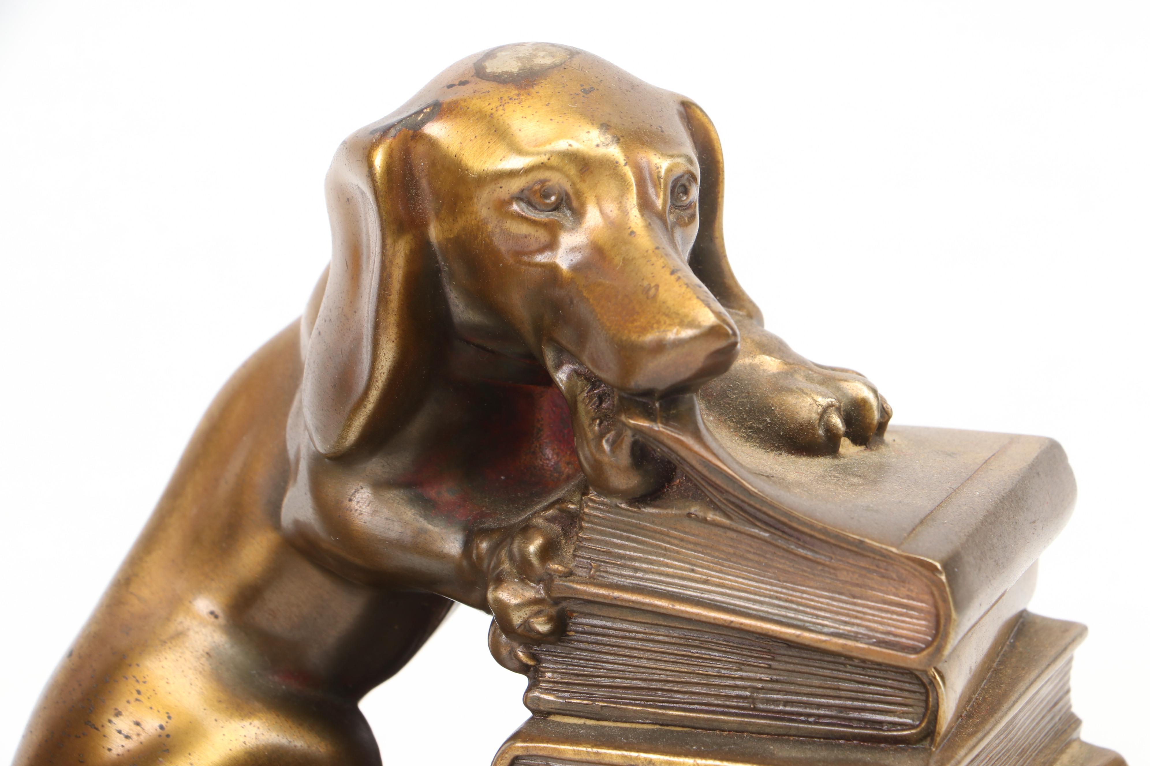 Philadelphia Mfg. Co. Dachshund Bookends and Abraham Lincoln Bookends