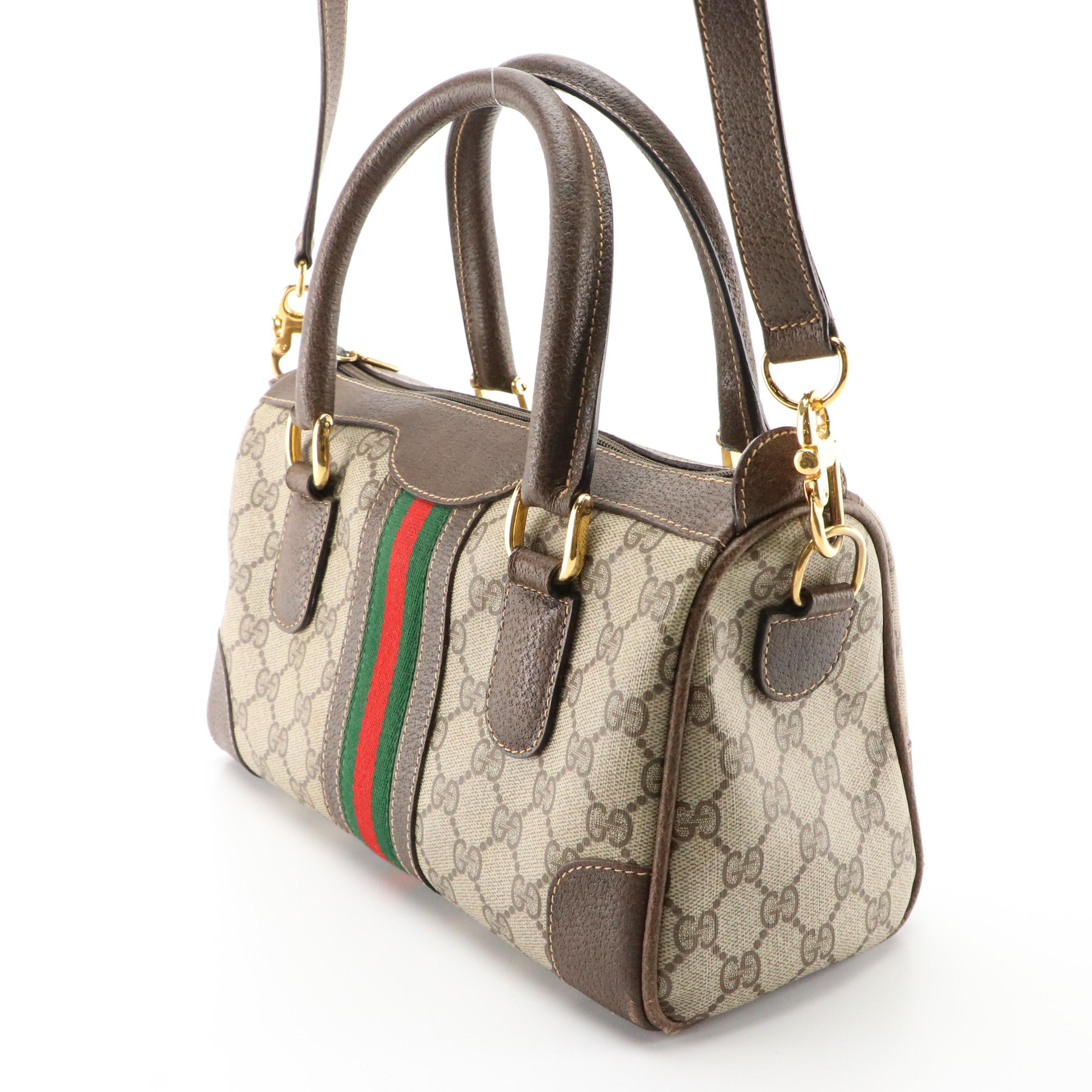Gucci Supreme Canvas, Web Stripe, and Cinghiale Leather Two-Way Bag