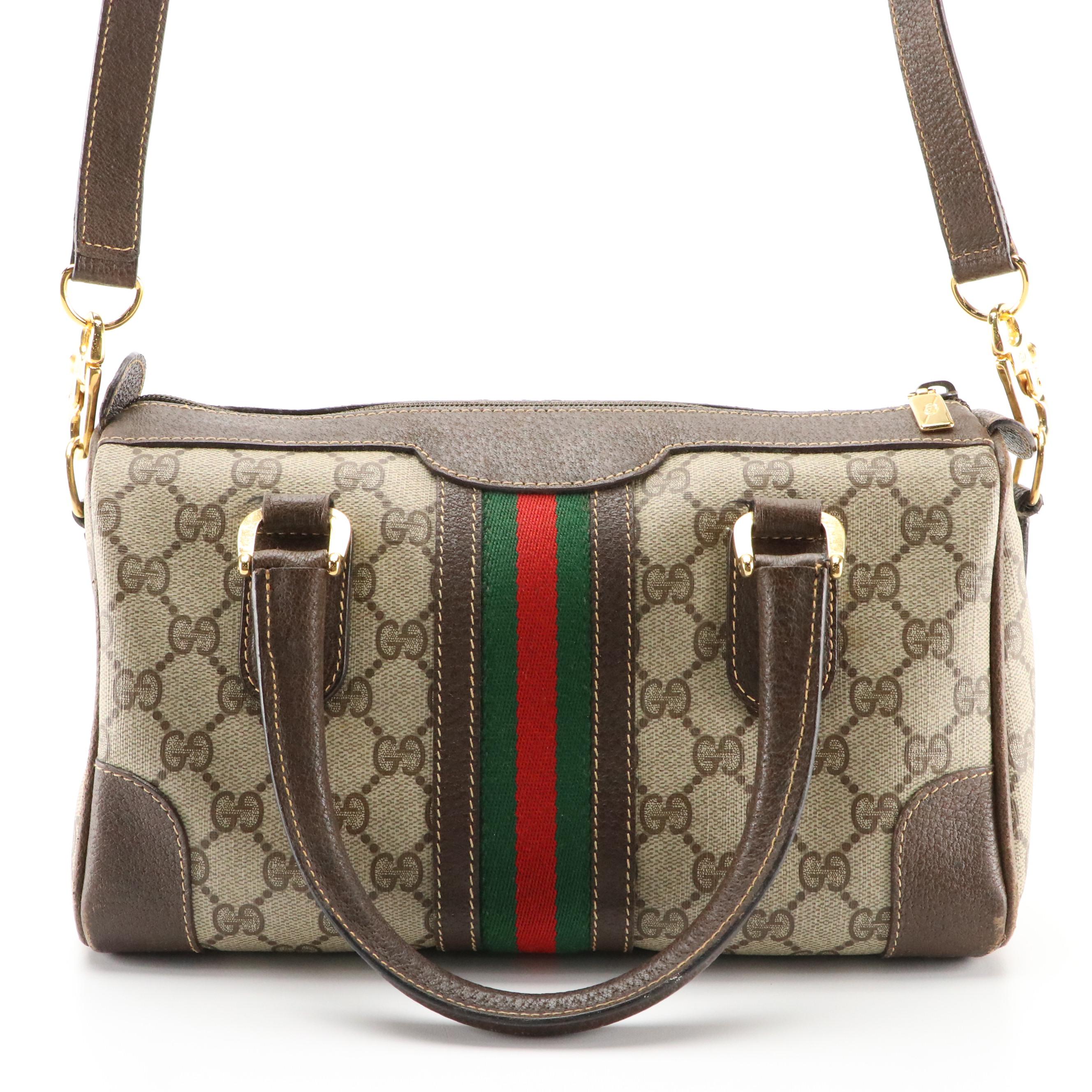 Gucci Supreme Canvas, Web Stripe, and Cinghiale Leather Two-Way Bag