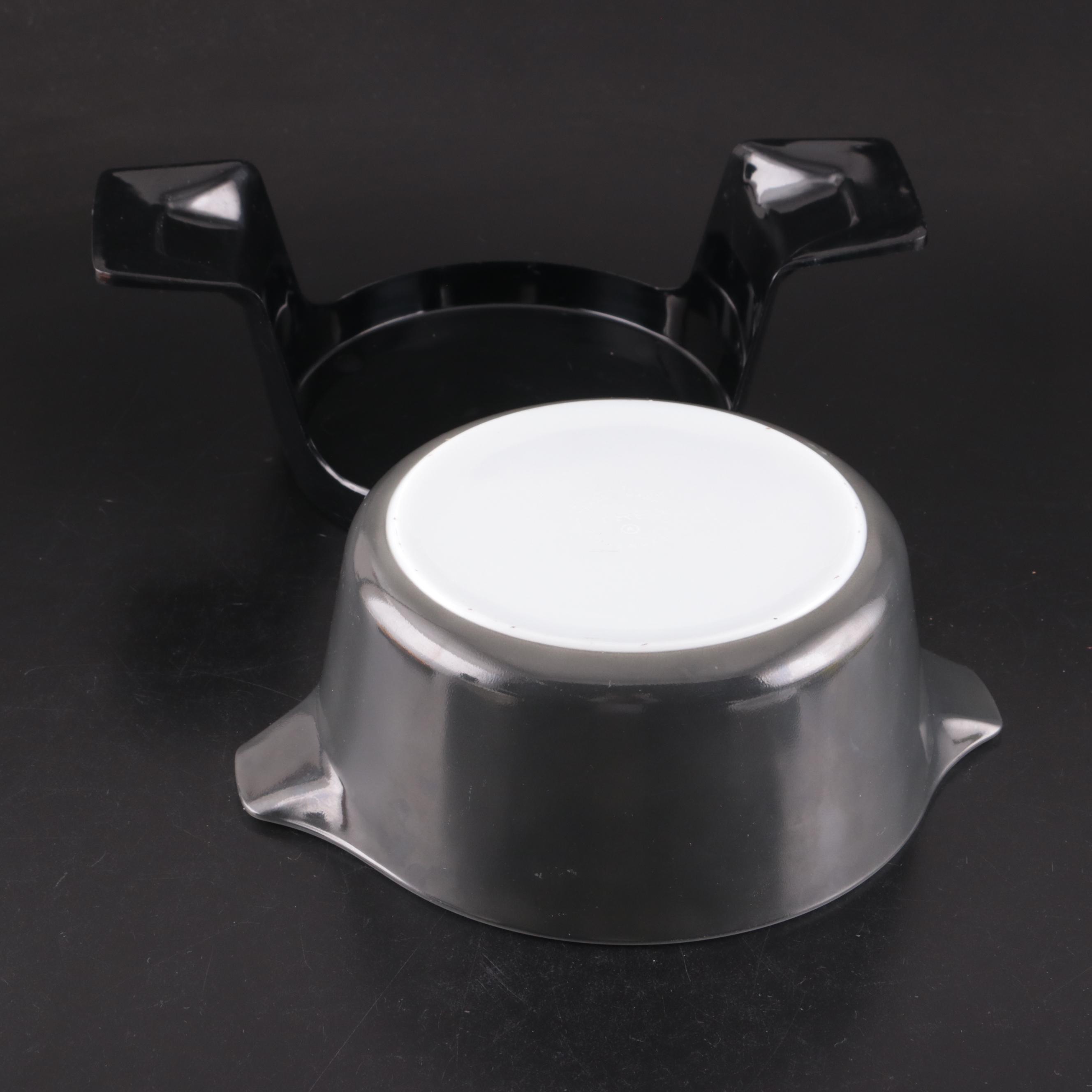 Pyrex "Pueblo" Lidded Glass Casserole Dish with Napkins and Ceramic Platters