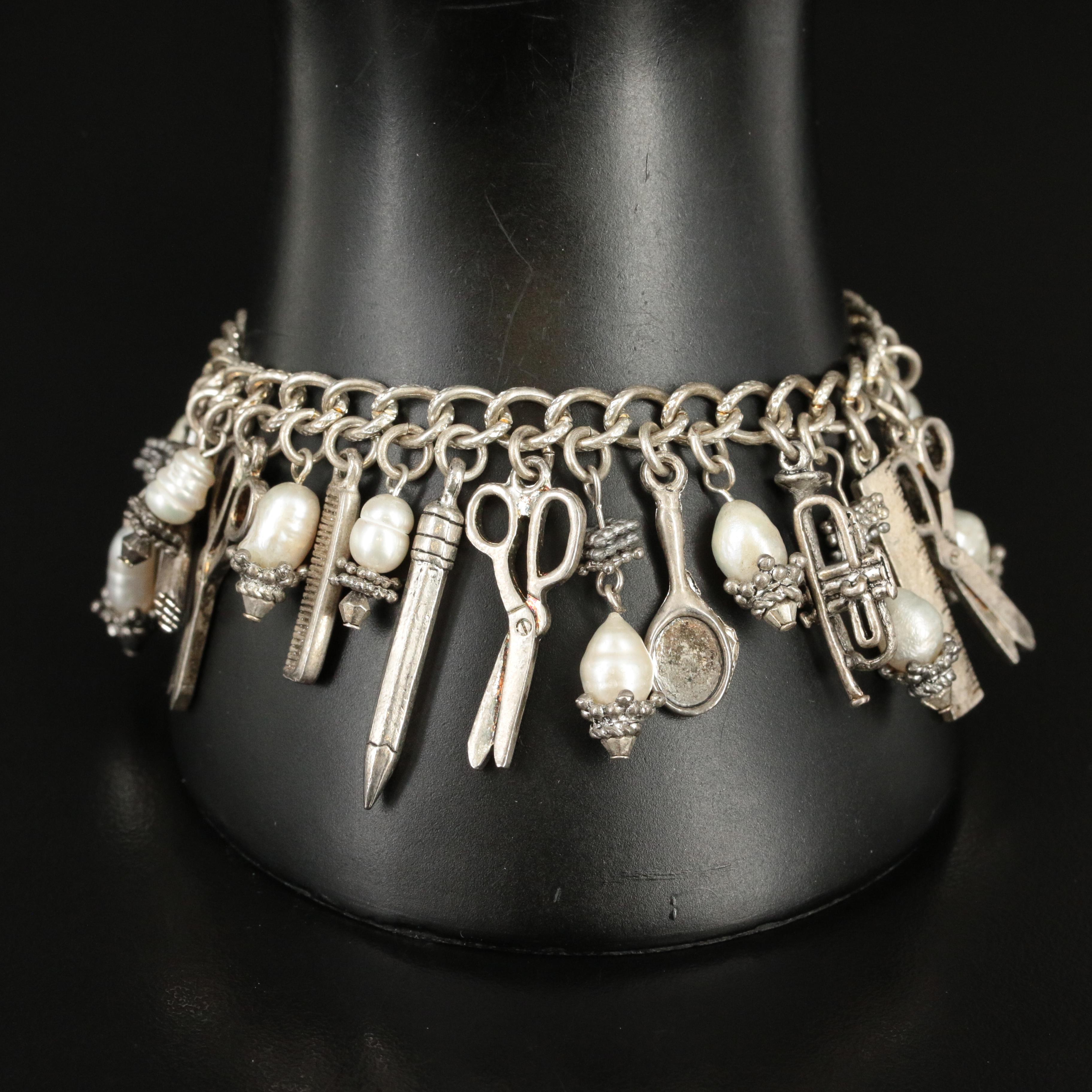 Pearl Cosmetologist Charm Bracelet
