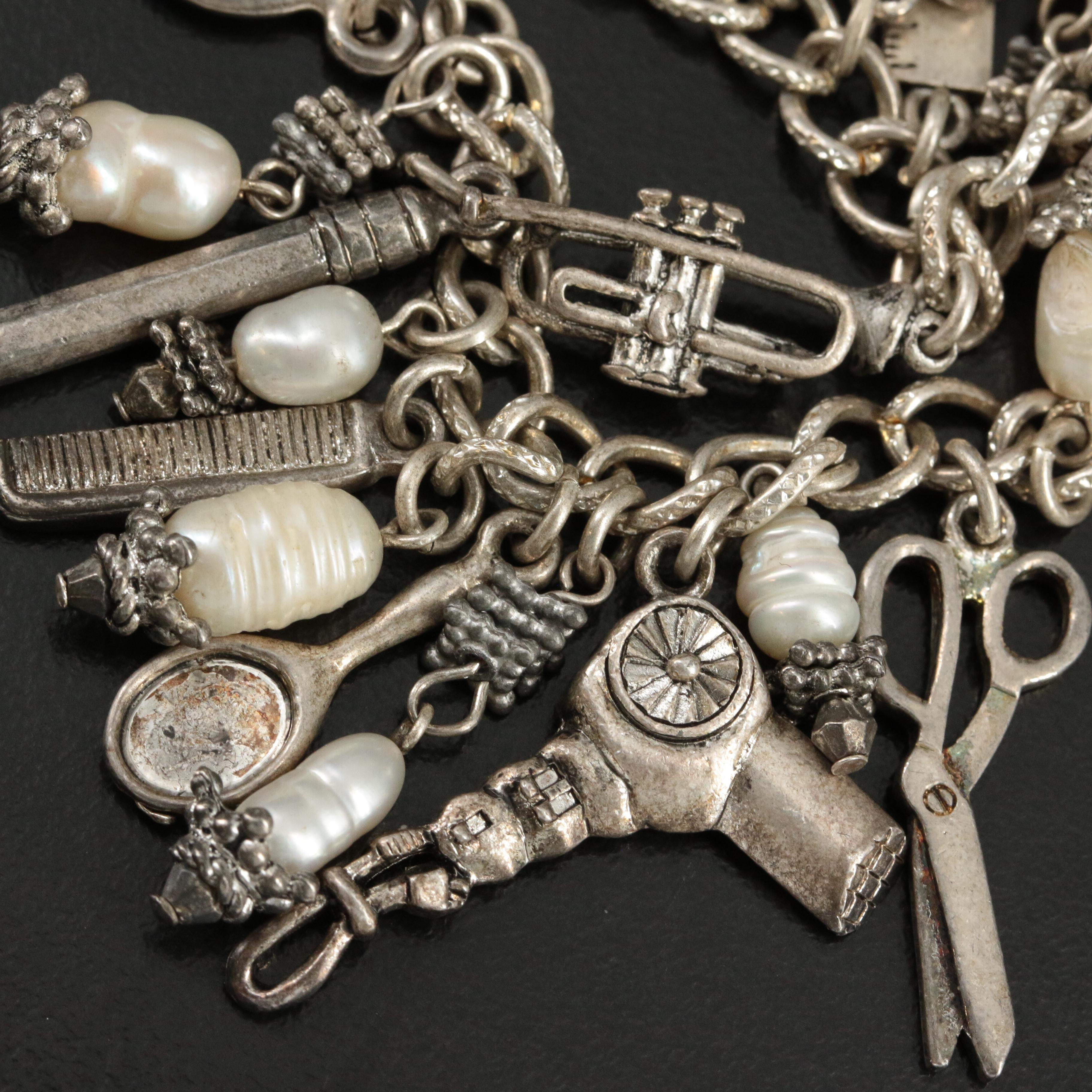 Pearl Cosmetologist Charm Bracelet