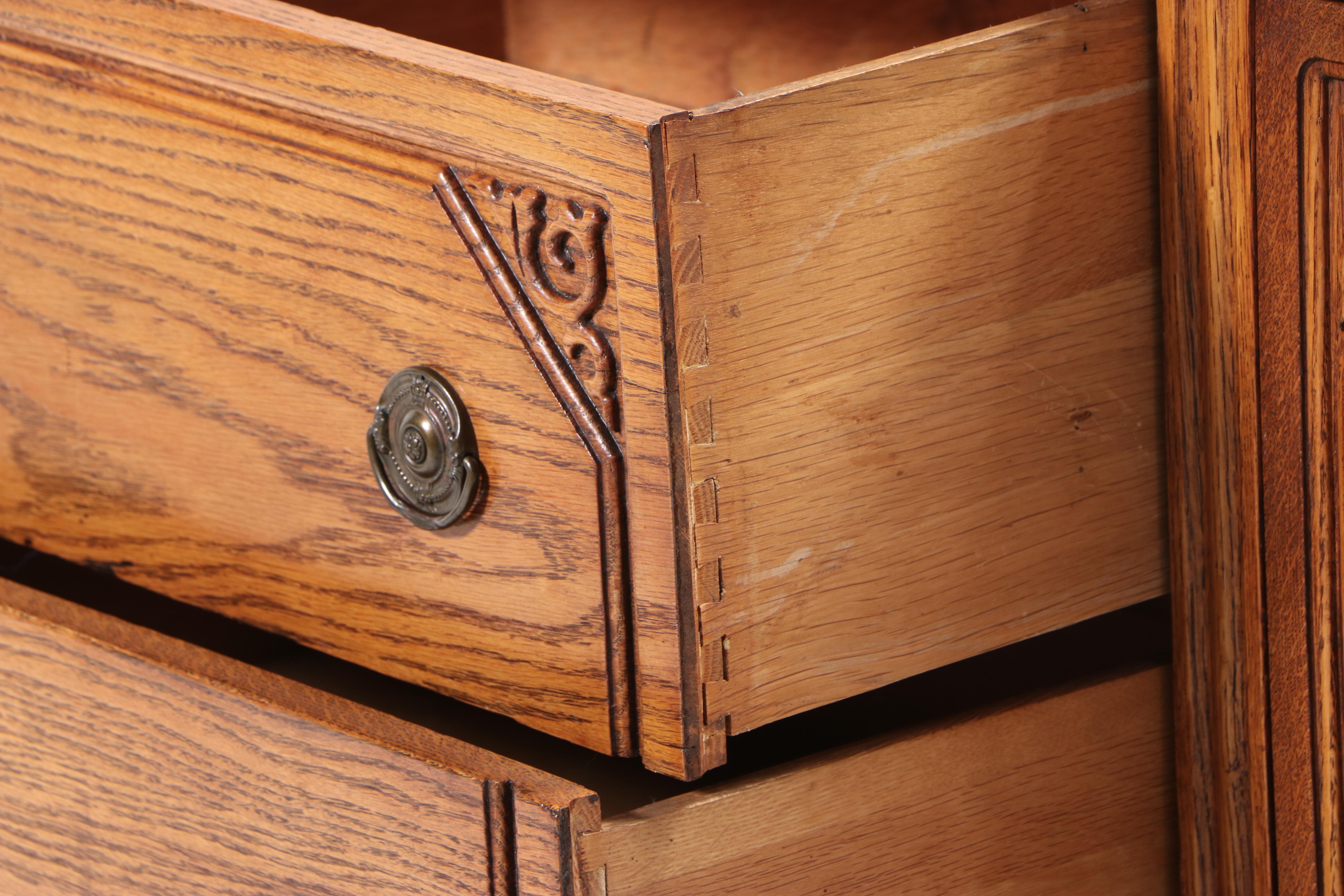 Jacobean Revival Style Oak Buffet, Early to Mid-20th Century