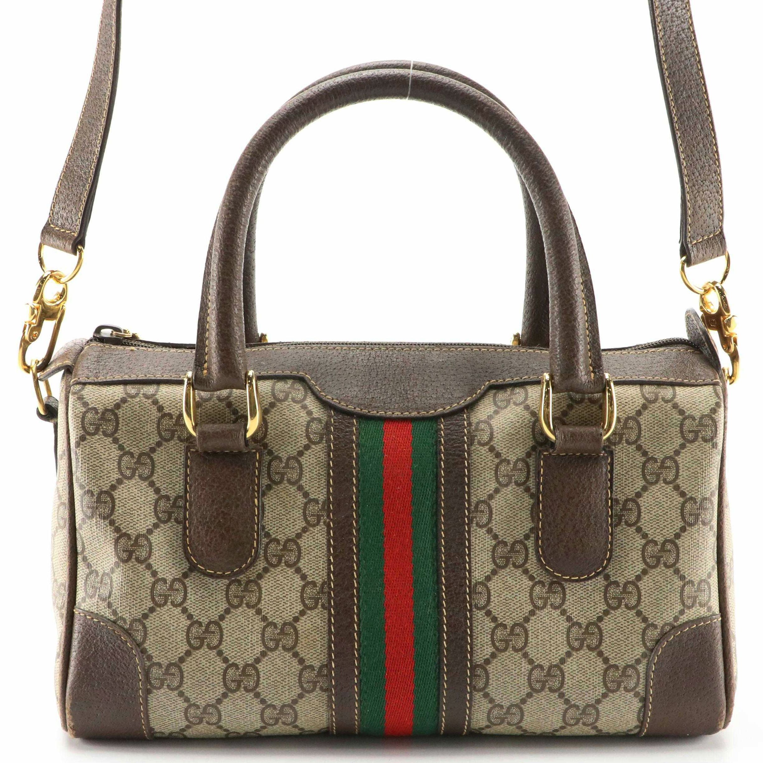 Gucci Supreme Canvas, Web Stripe, and Cinghiale Leather Two-Way Bag