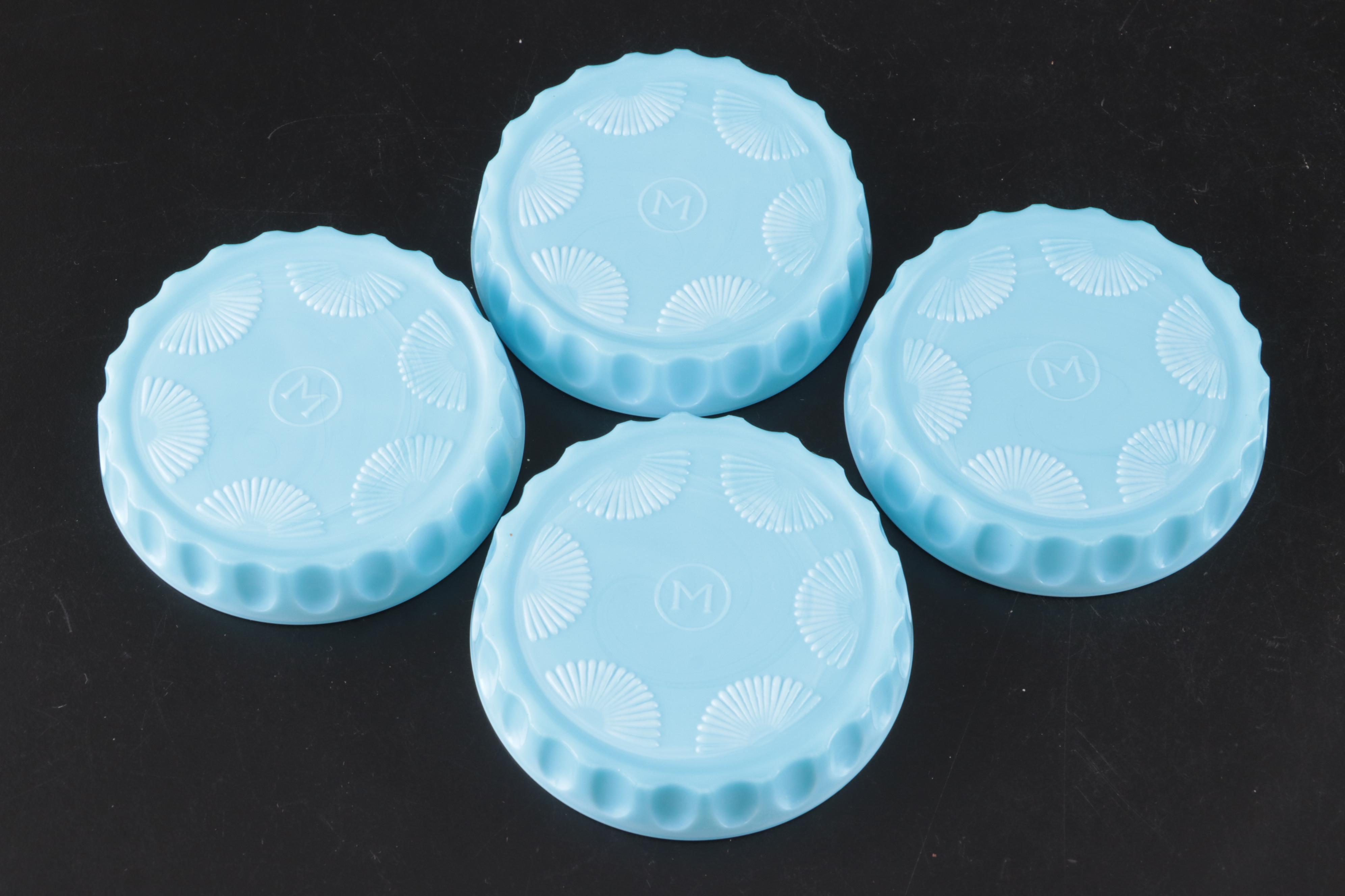 Hobnail Milk Glass Pitcher with Ombré Floral Motif Glass Tumblers with More