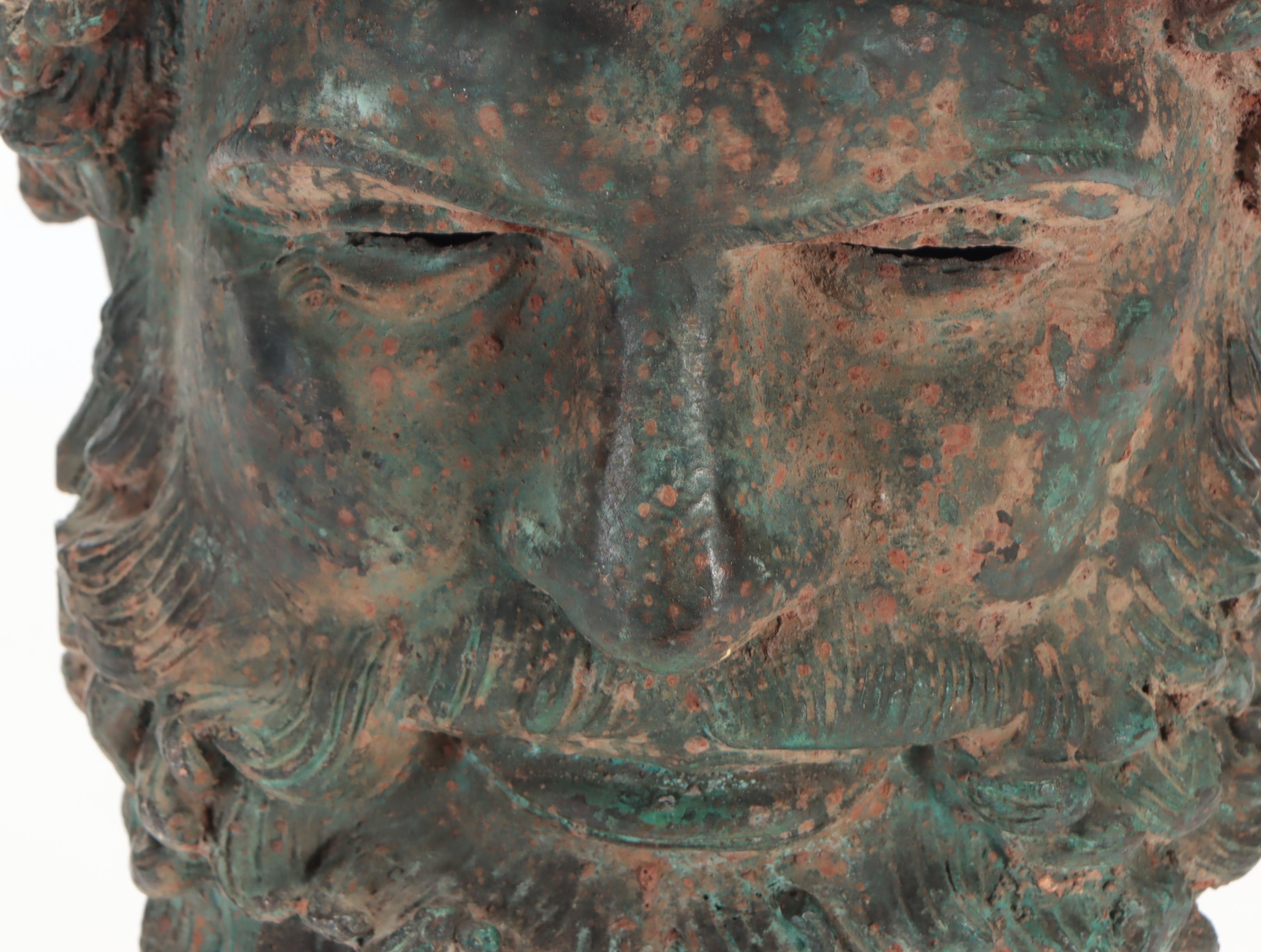 Classical Style Bronze Head on Plinth Base, 20th Century