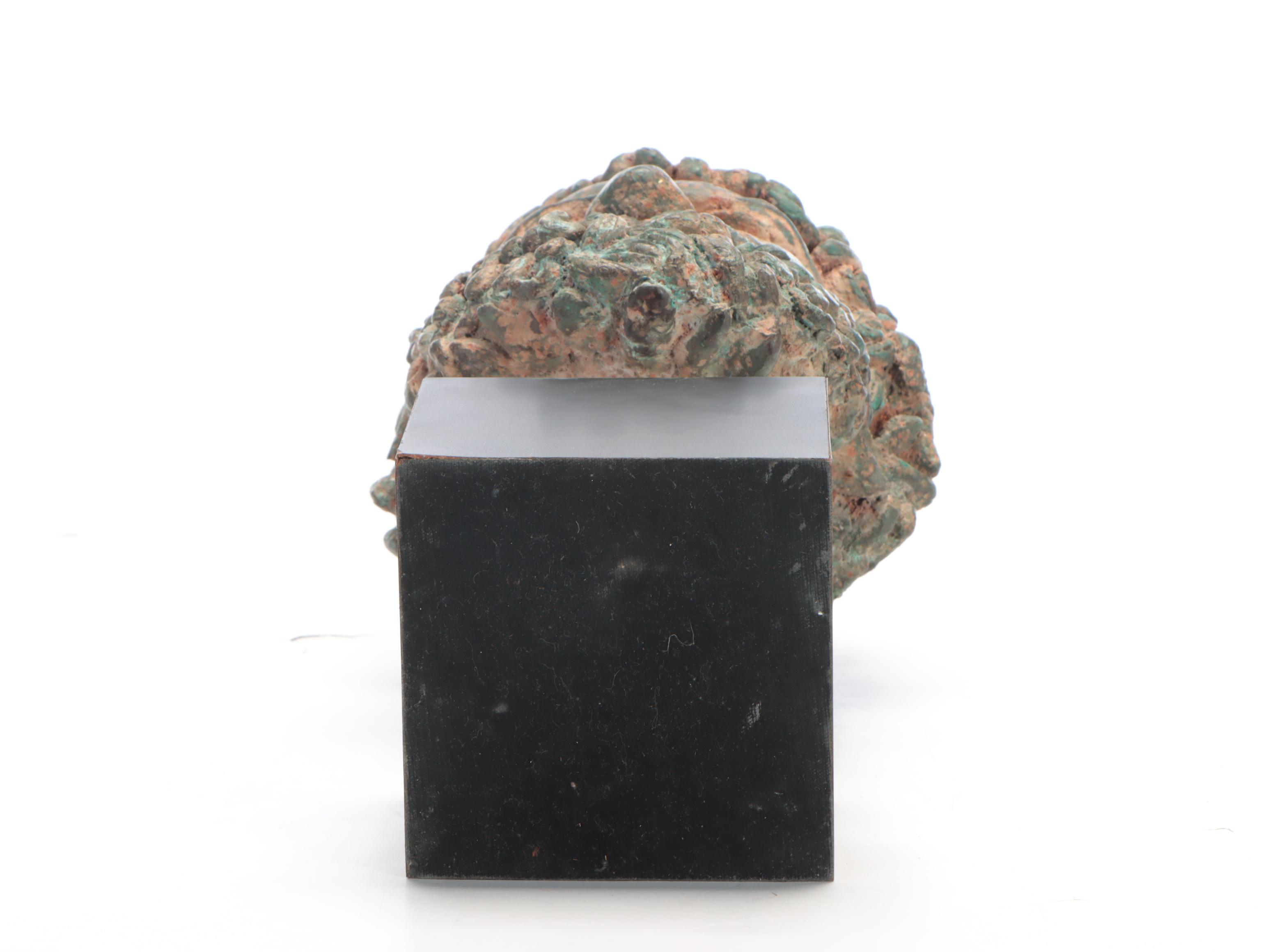 Classical Style Bronze Head on Plinth Base, 20th Century