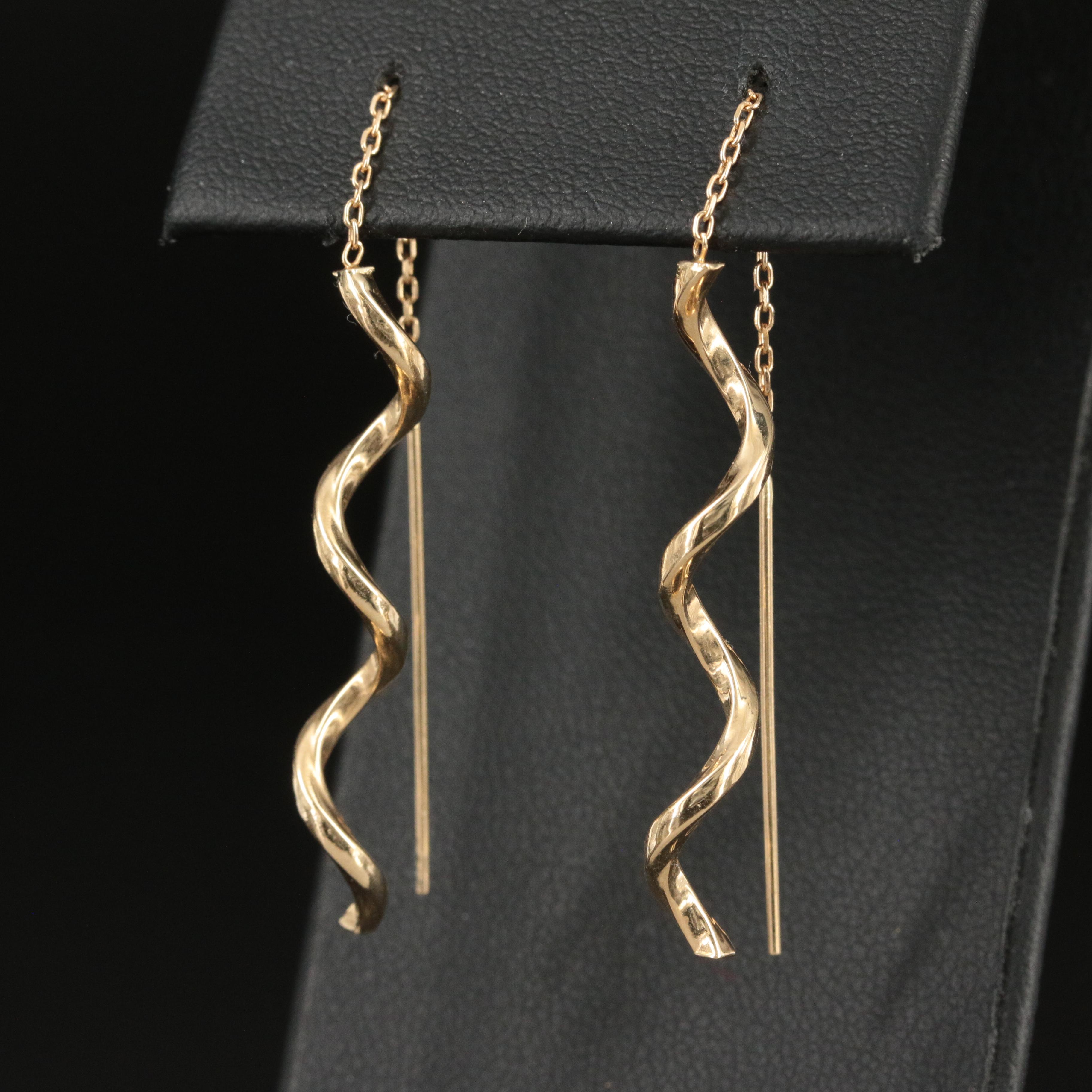 14K Spiral Threader Earrings