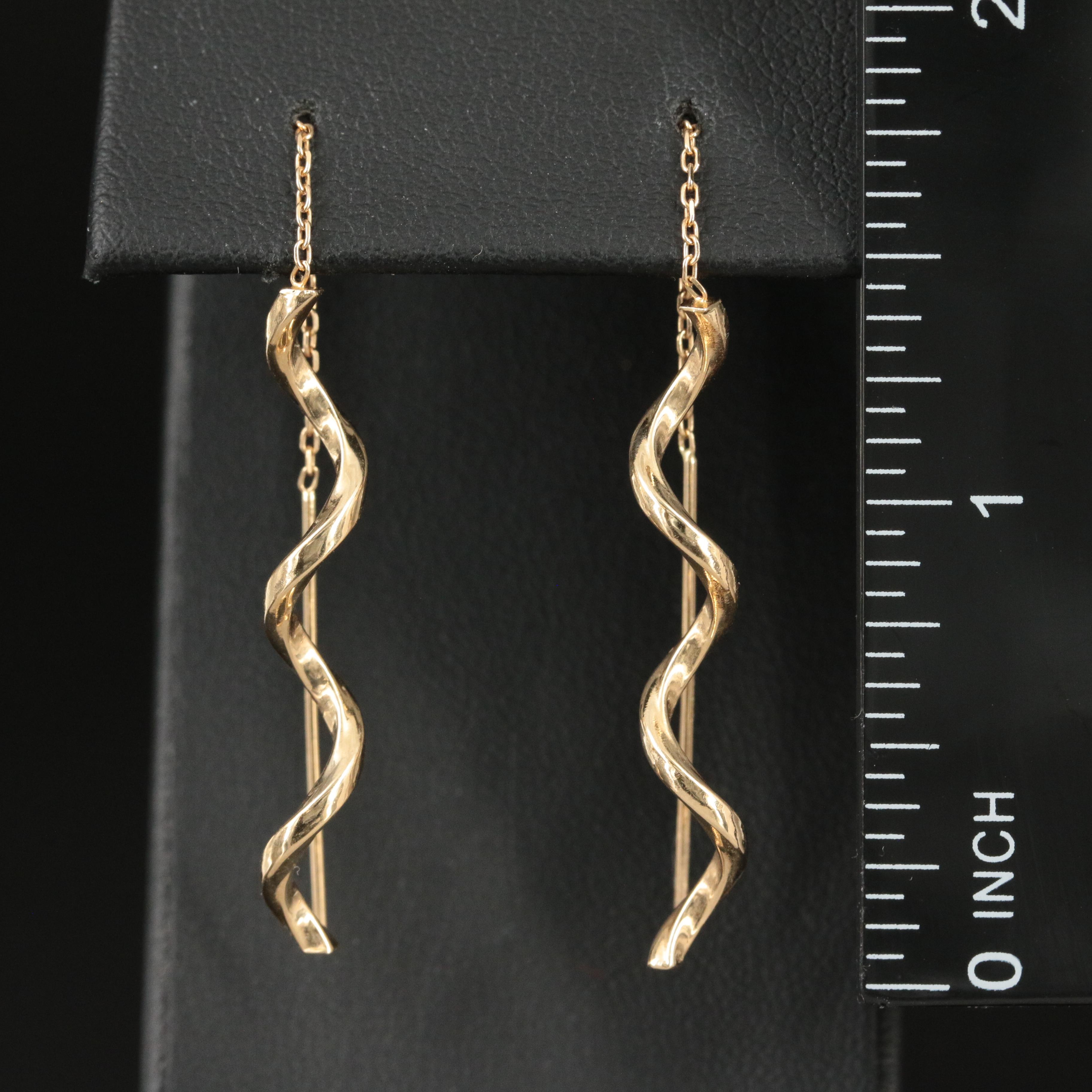 14K Spiral Threader Earrings