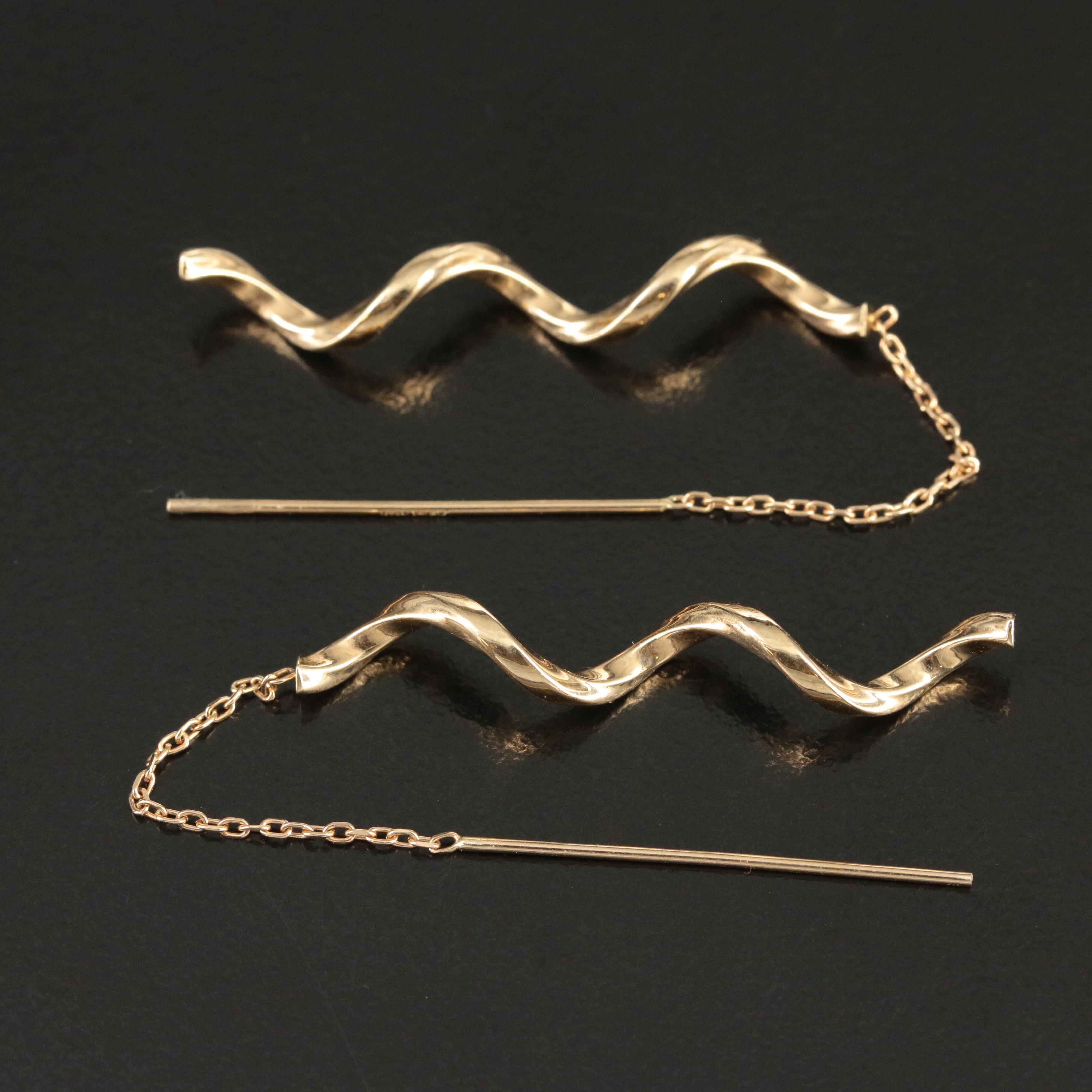14K Spiral Threader Earrings