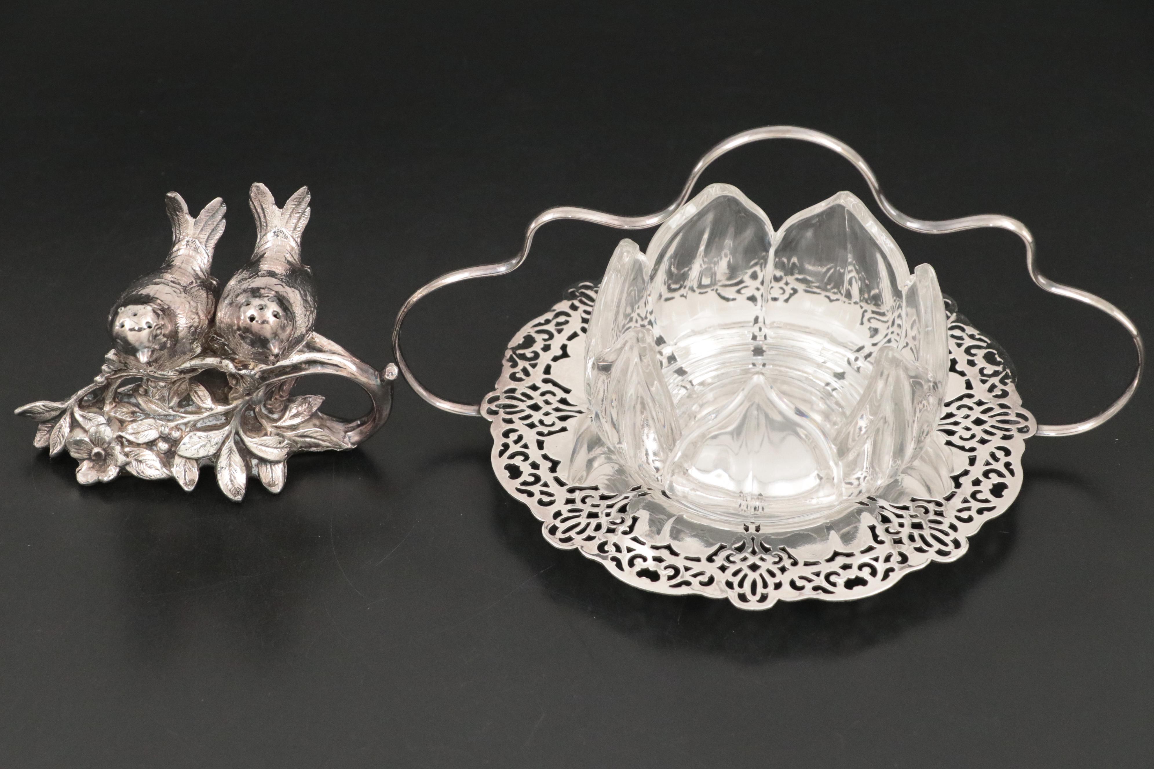 Towle Sterling Silver Candlesticks with Silver Plate Table Accessories