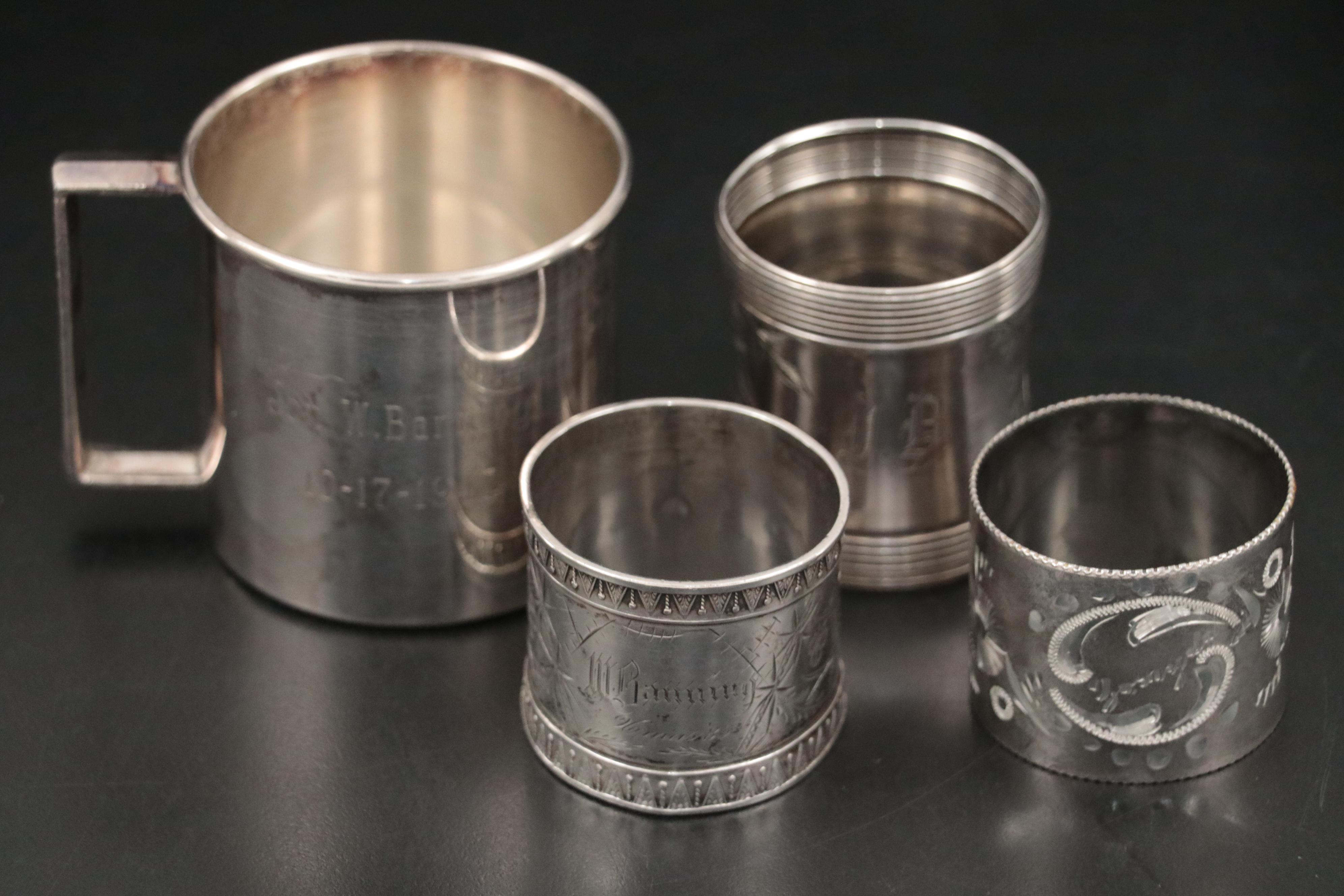 Towle Sterling Silver Candlesticks with Silver Plate Table Accessories