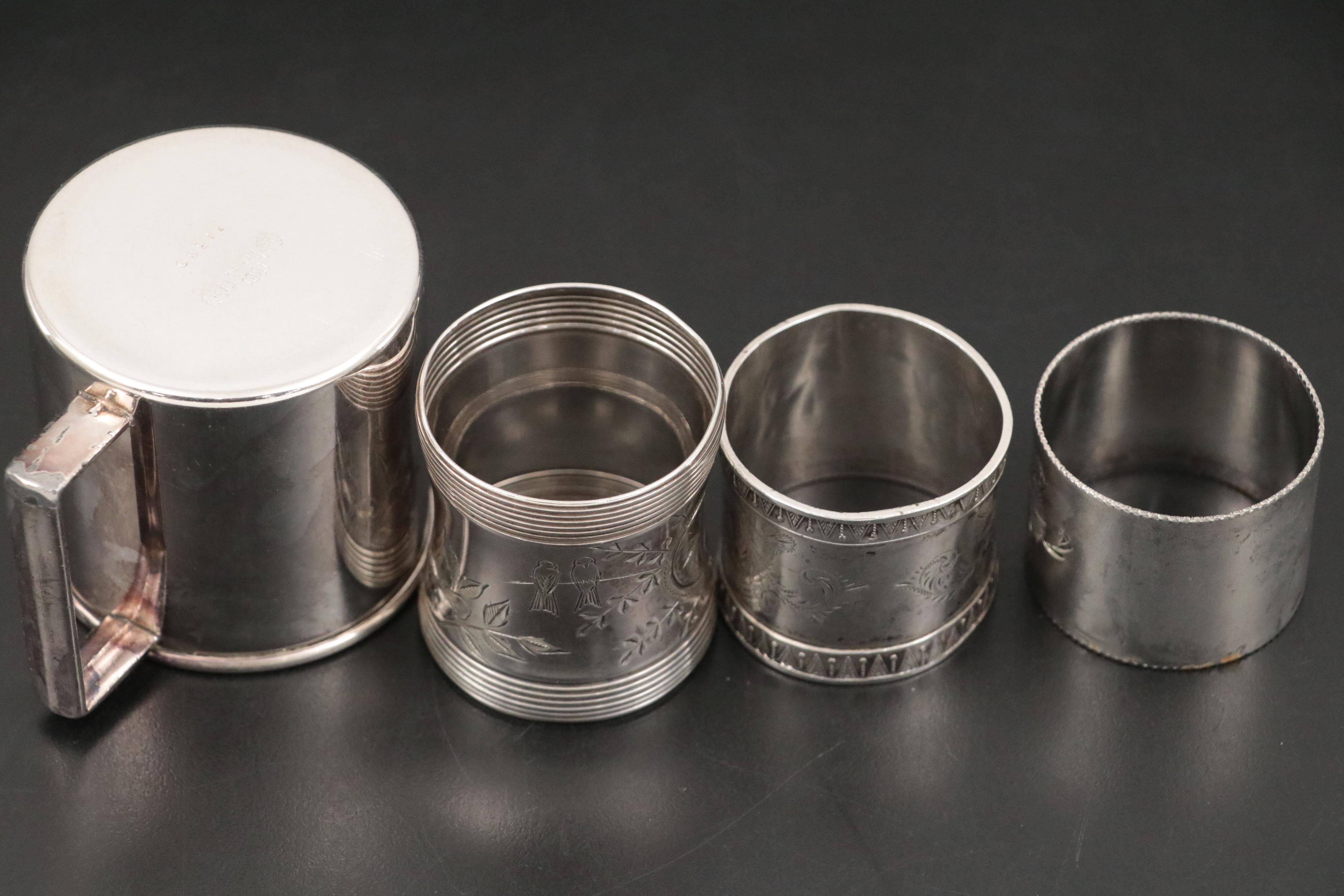 Towle Sterling Silver Candlesticks with Silver Plate Table Accessories