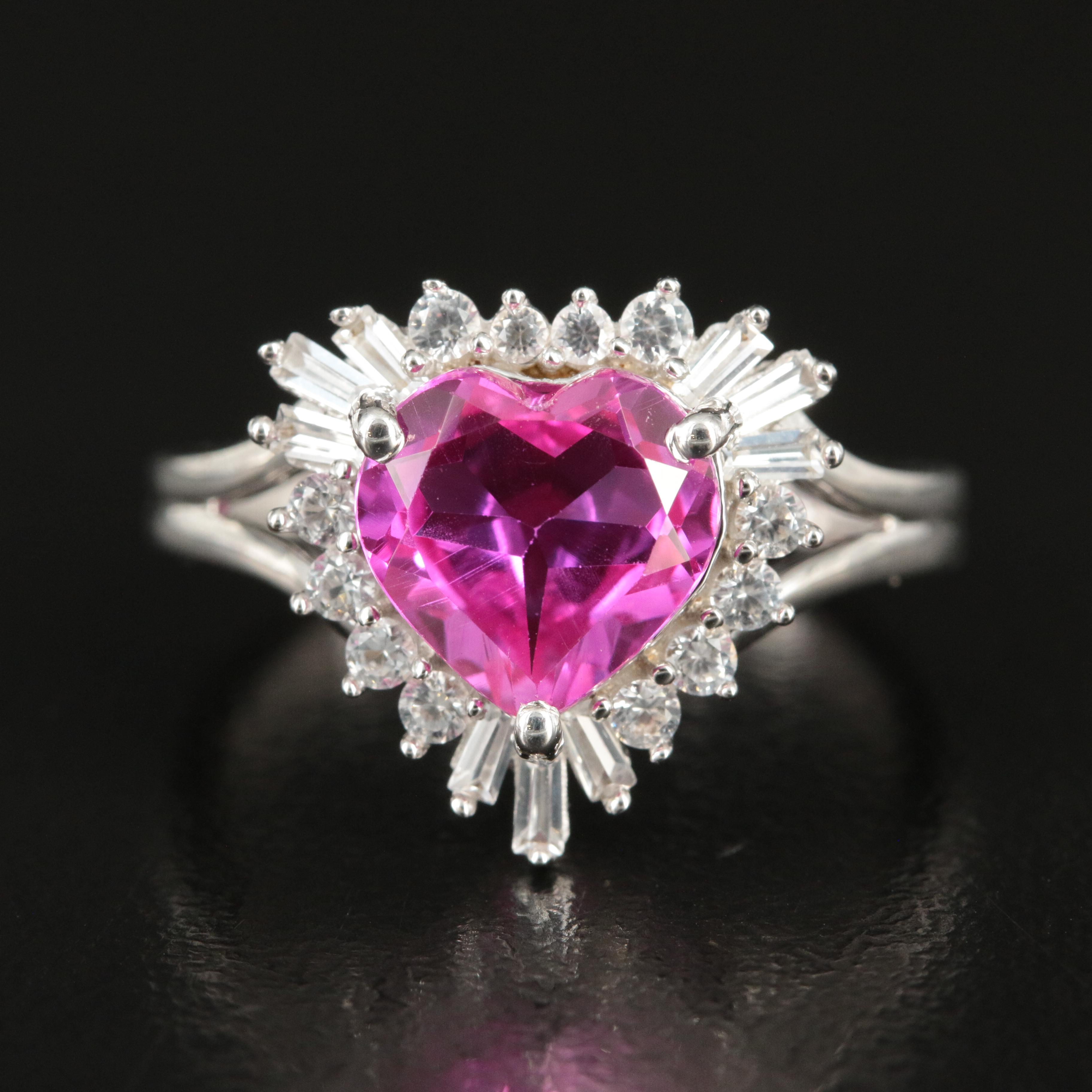 Sterling Ruby and Sapphire Heart Ring