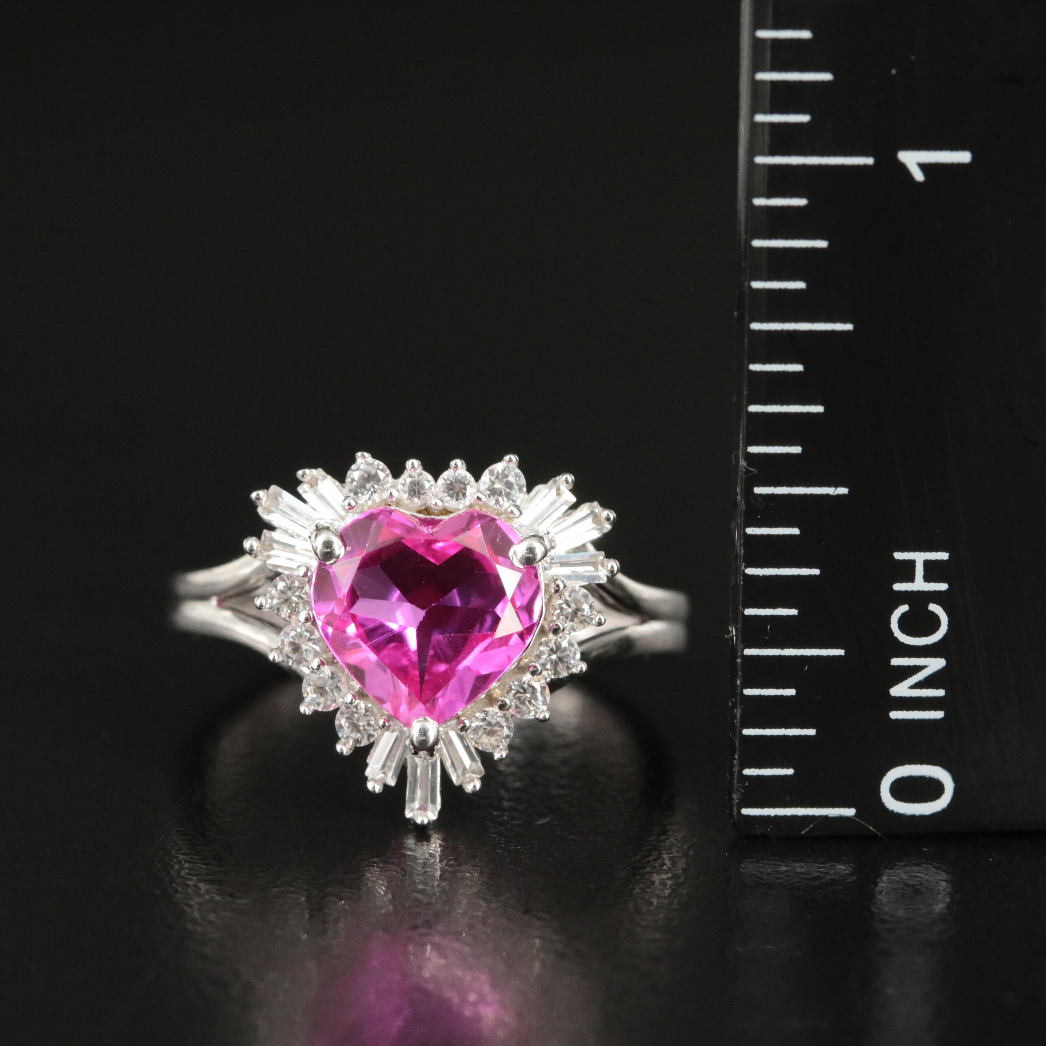 Sterling Ruby and Sapphire Heart Ring