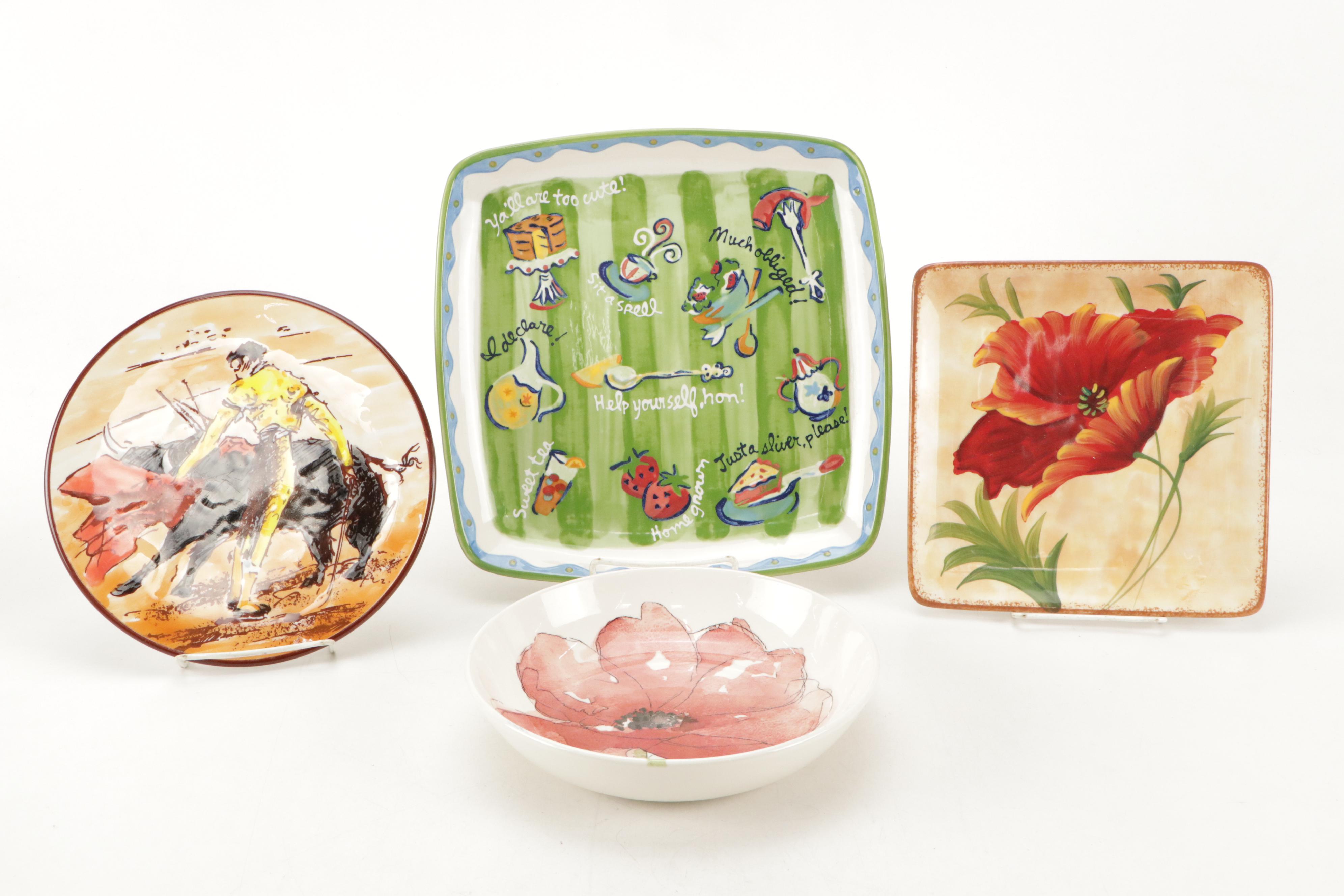 Fitz & Floyd "In Bloom" Serving Tray, Ganze "Bella Casa" Olive Dish, and More