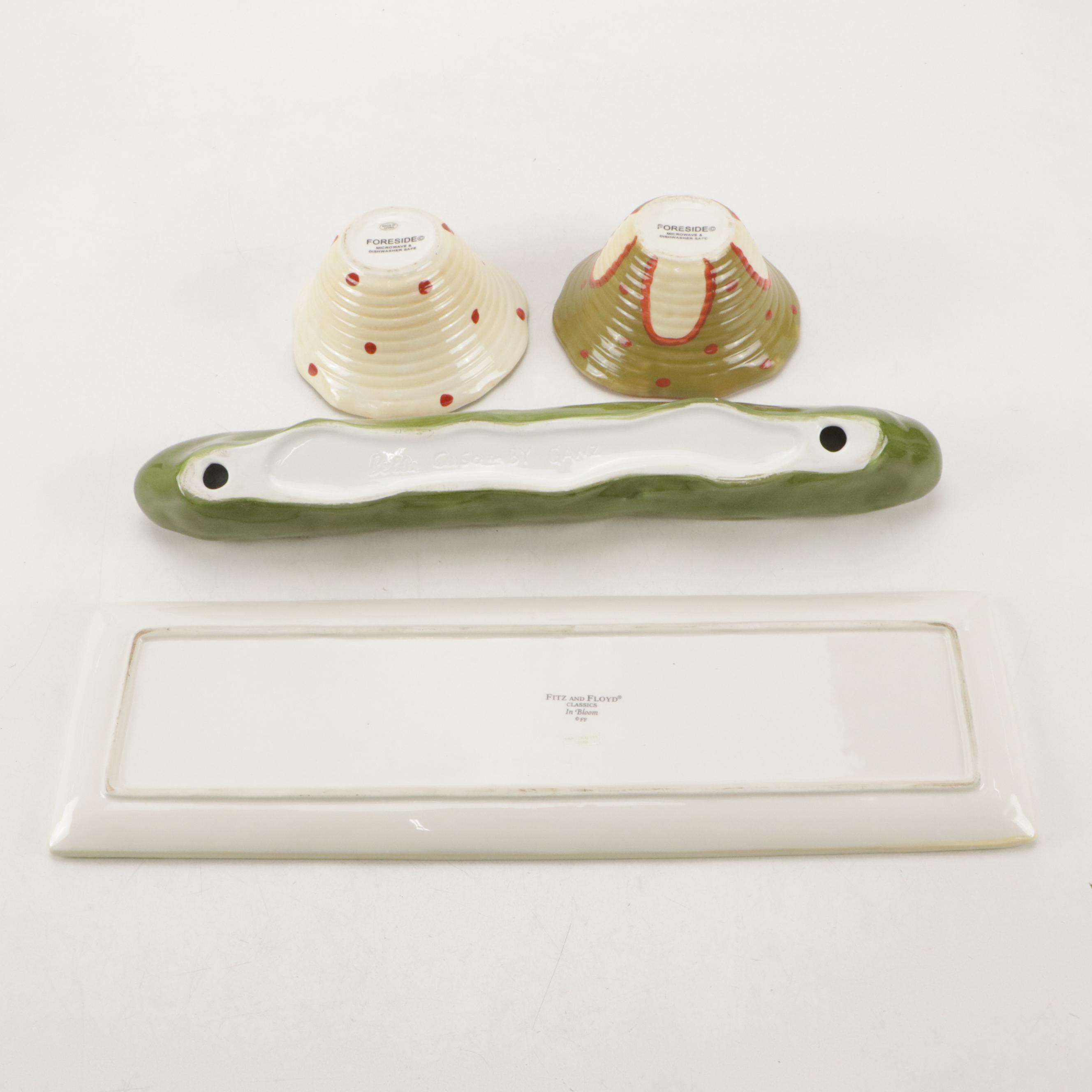 Fitz & Floyd "In Bloom" Serving Tray, Ganze "Bella Casa" Olive Dish, and More
