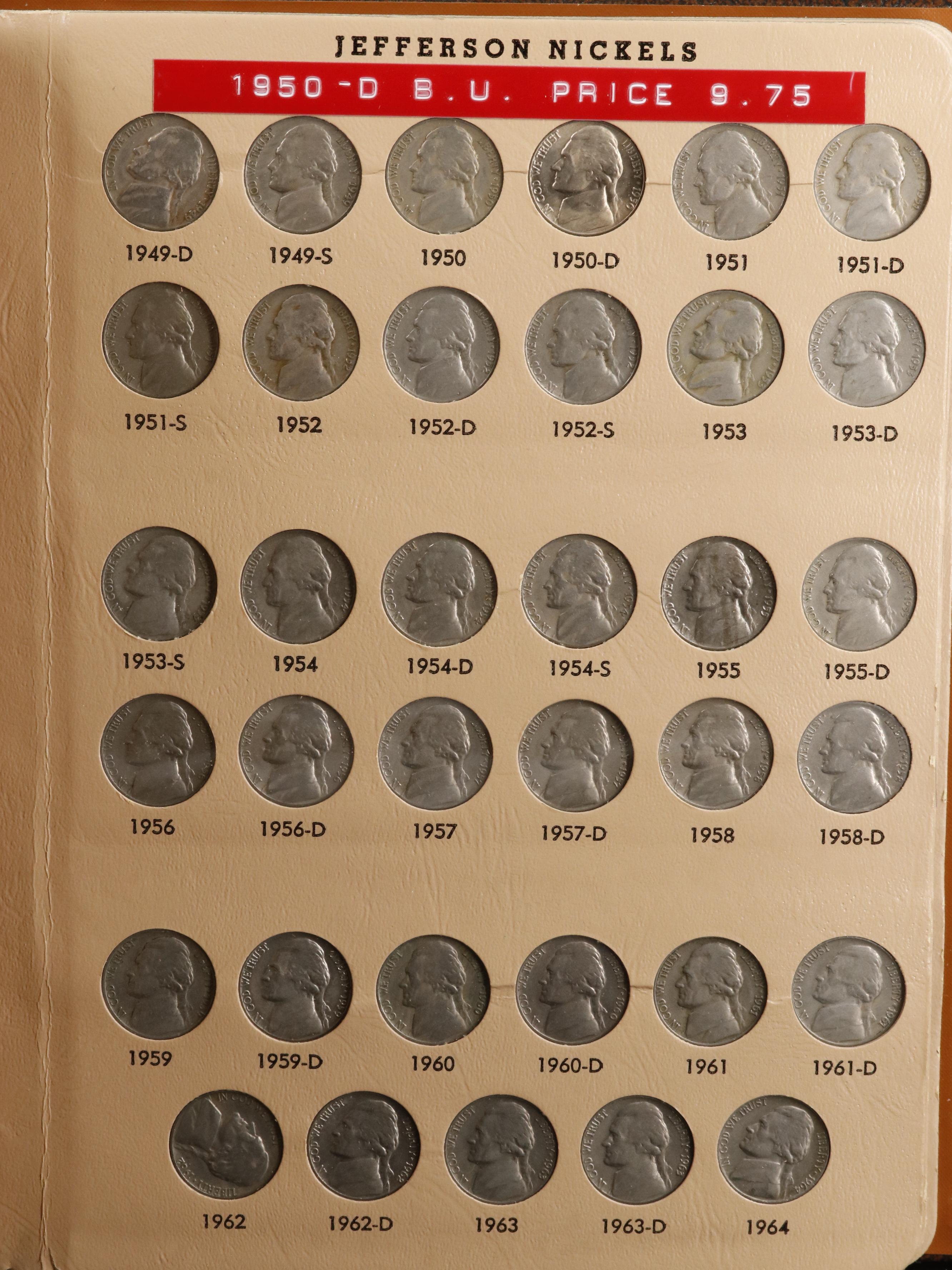 Complete Set of Buffalo and Jefferson Nickels 1913-2001