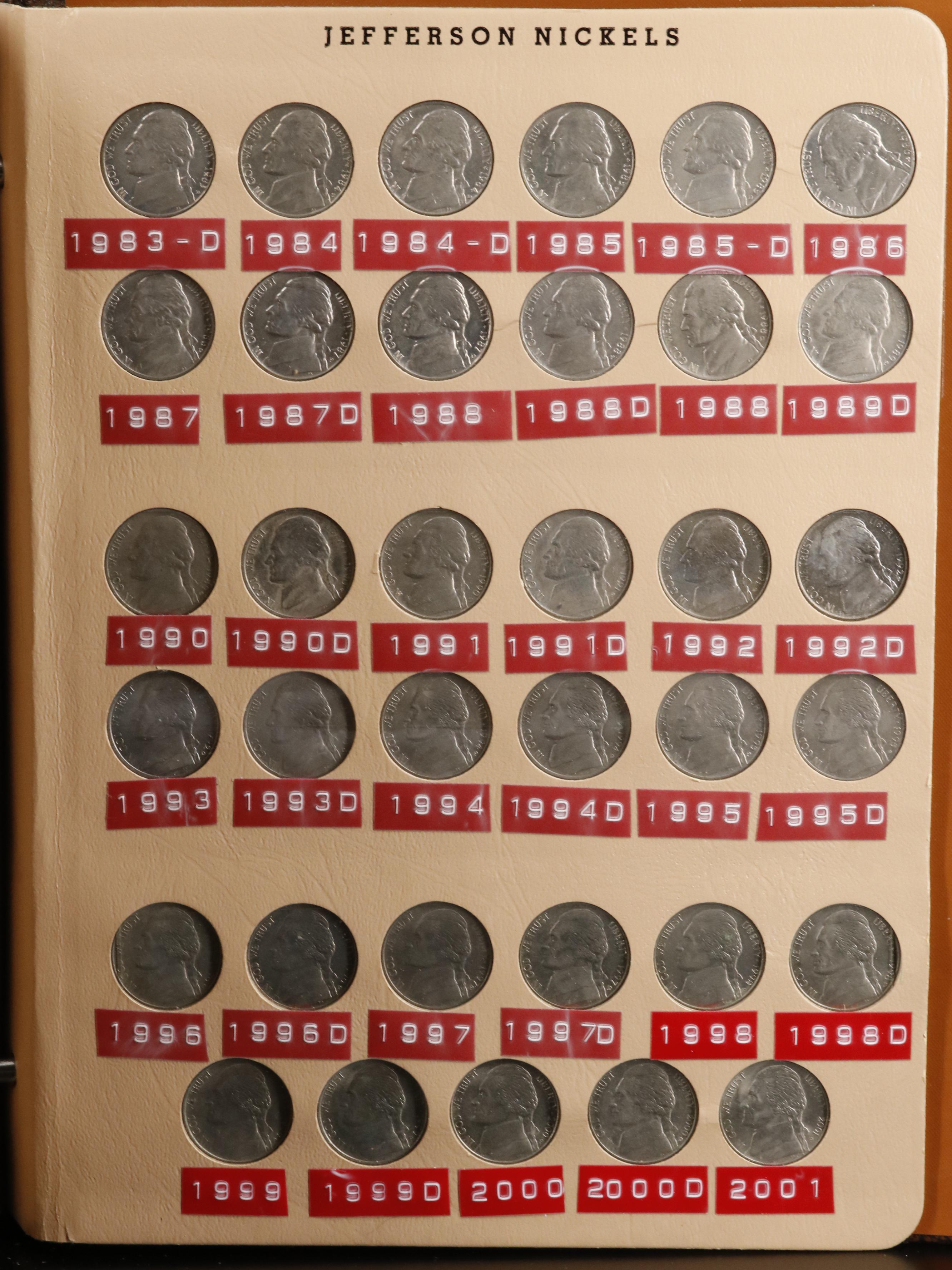 Complete Set of Buffalo and Jefferson Nickels 1913-2001