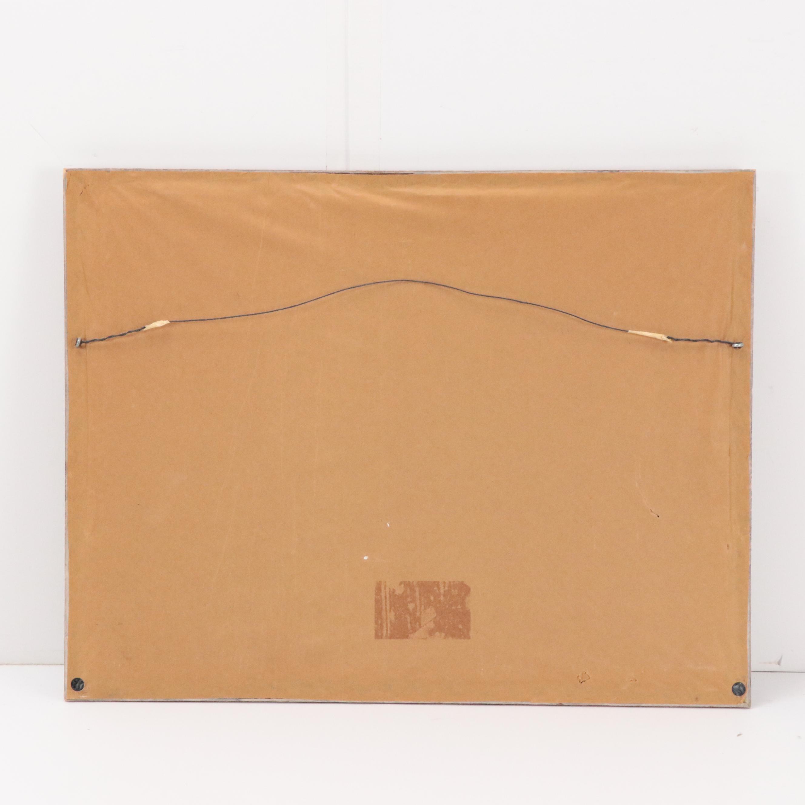 Seascape Watercolor Painting of Beach Reeds, Late 20th Century