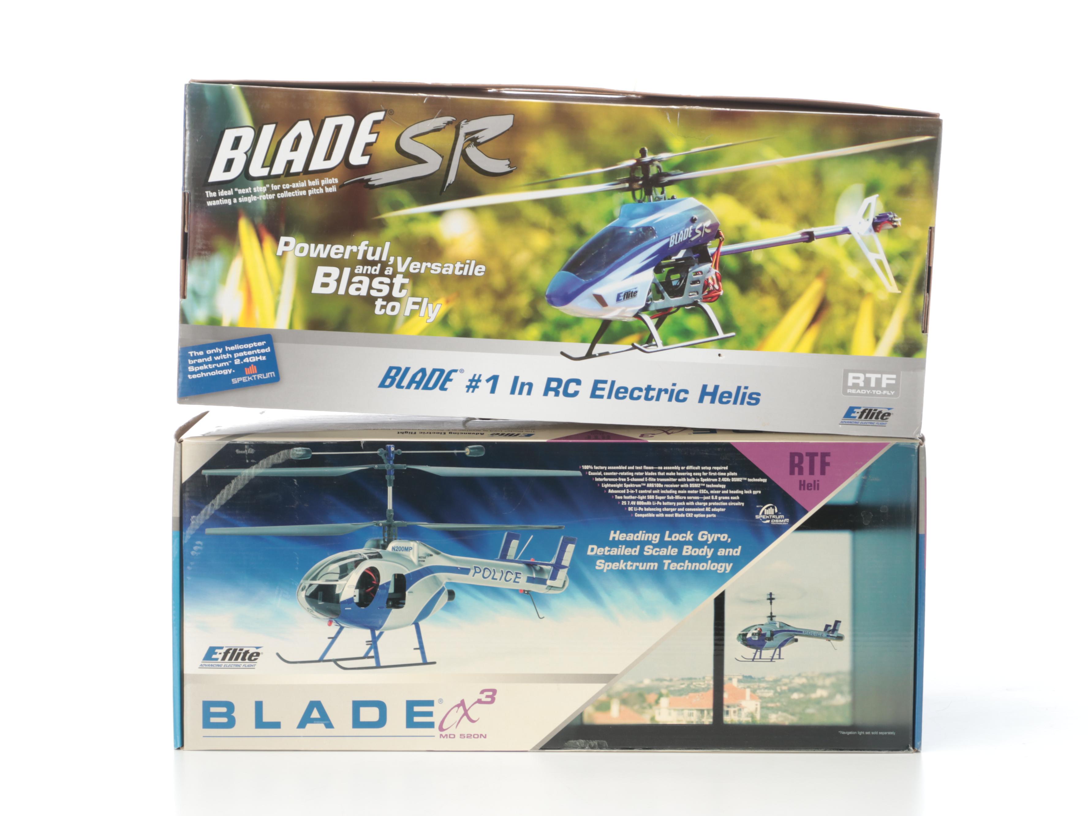 E-Flite "Blade SR" and "Blade CX3" Remote Control Helicopters
