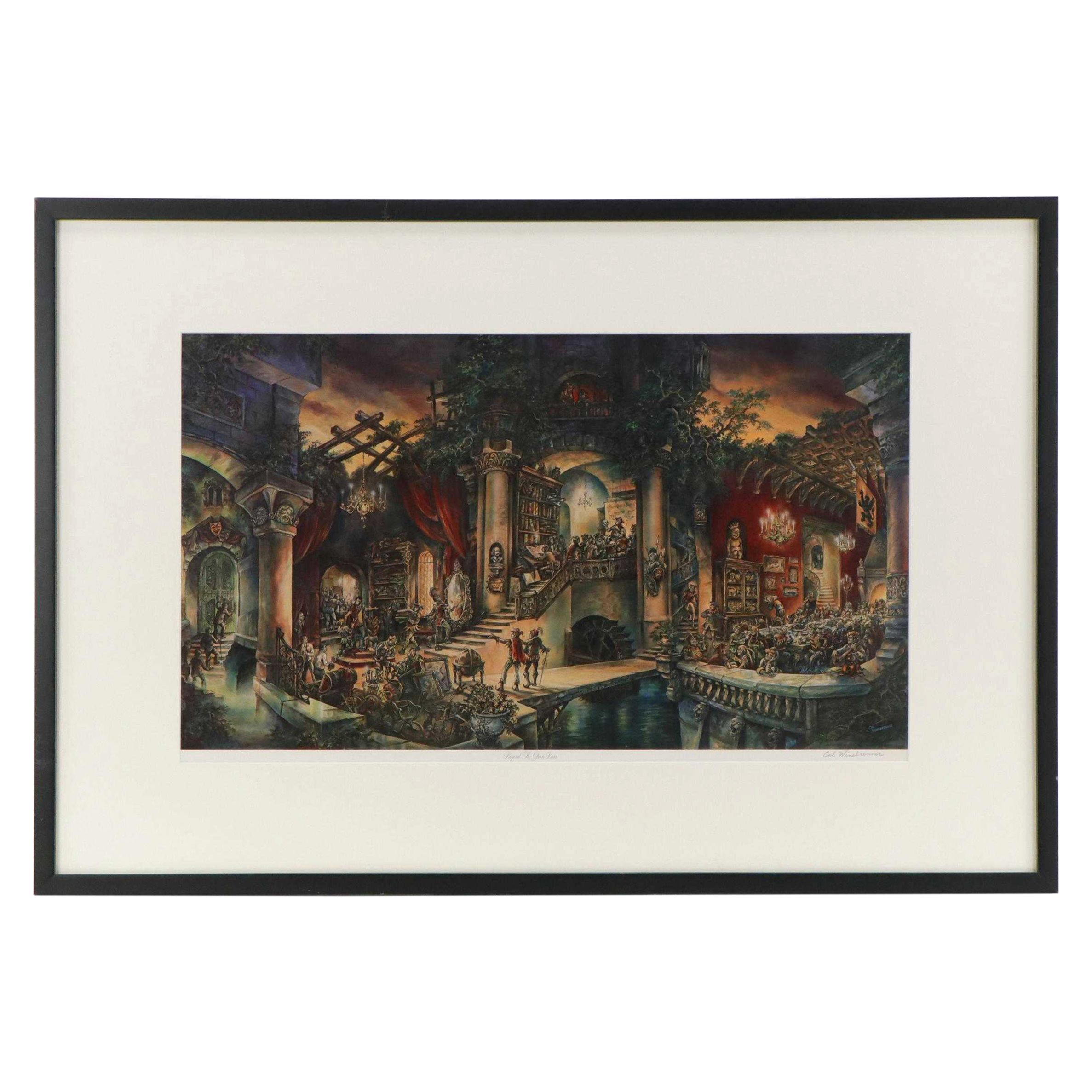 Cal Winebrenner Offset Lithograph "Beyond the Green Door"