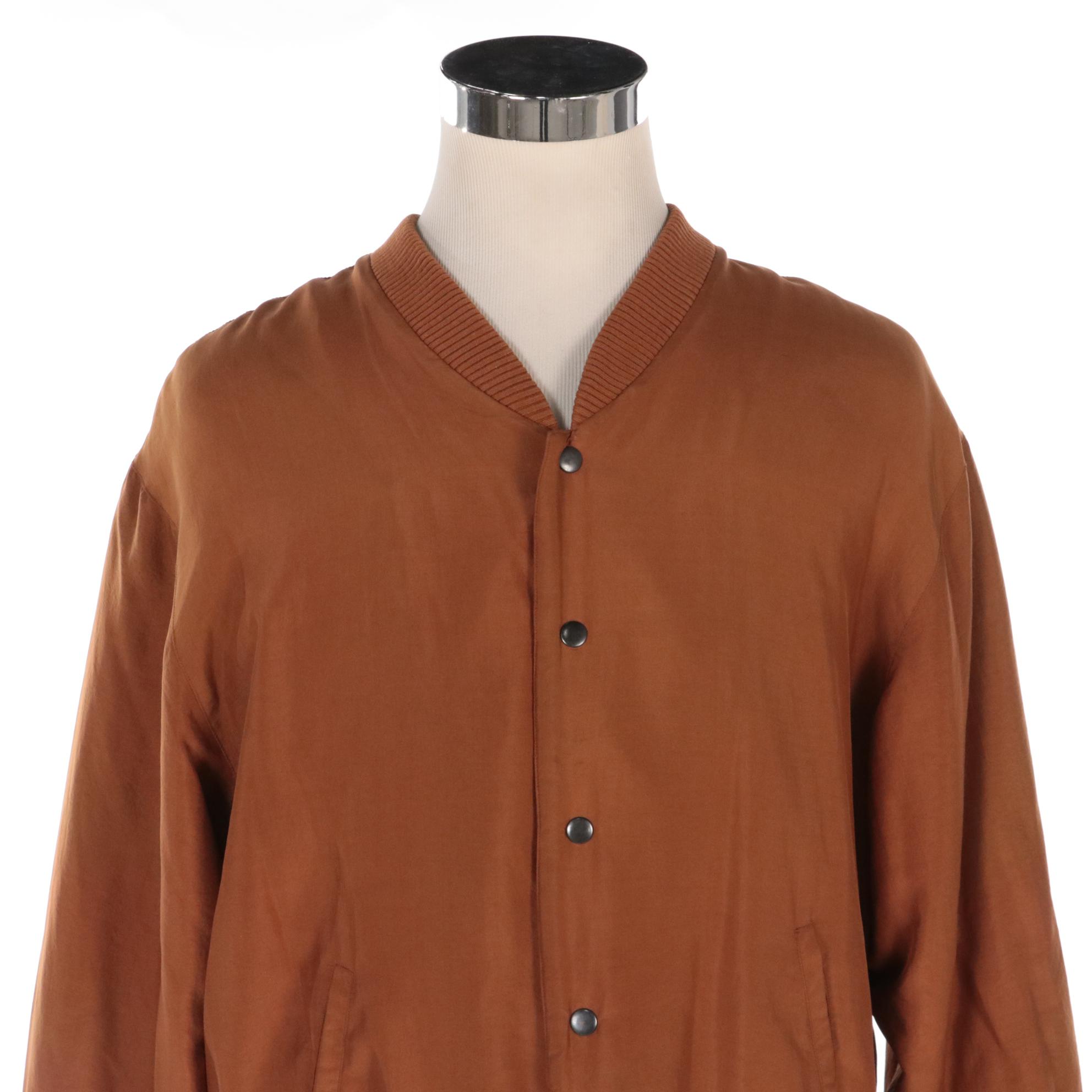Men's Tweeds Silk and Ribbed Knit Snap-Front Jacket