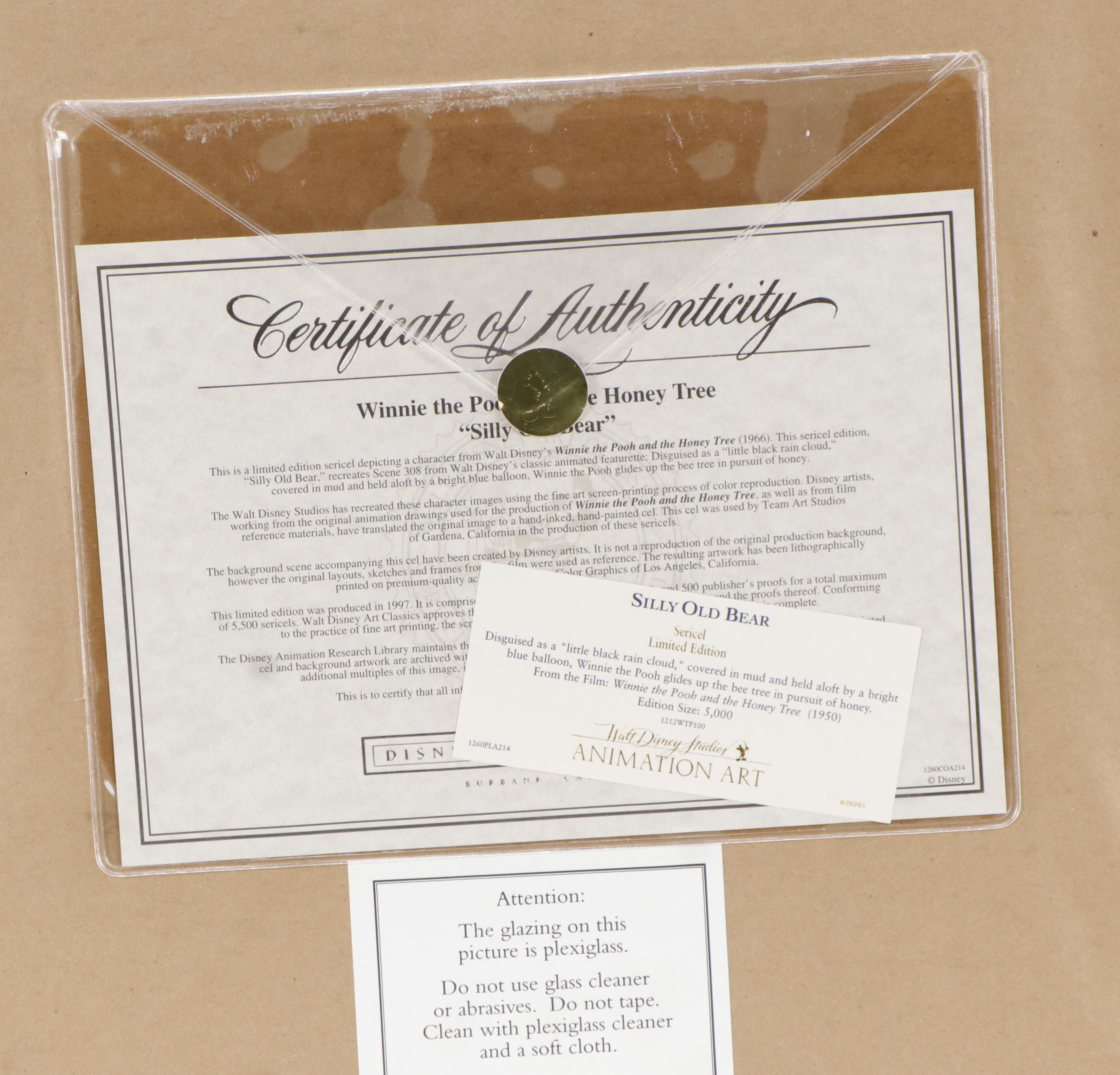 Disney Winnie the Pooh Sericel "Silly Old Bear," 1997