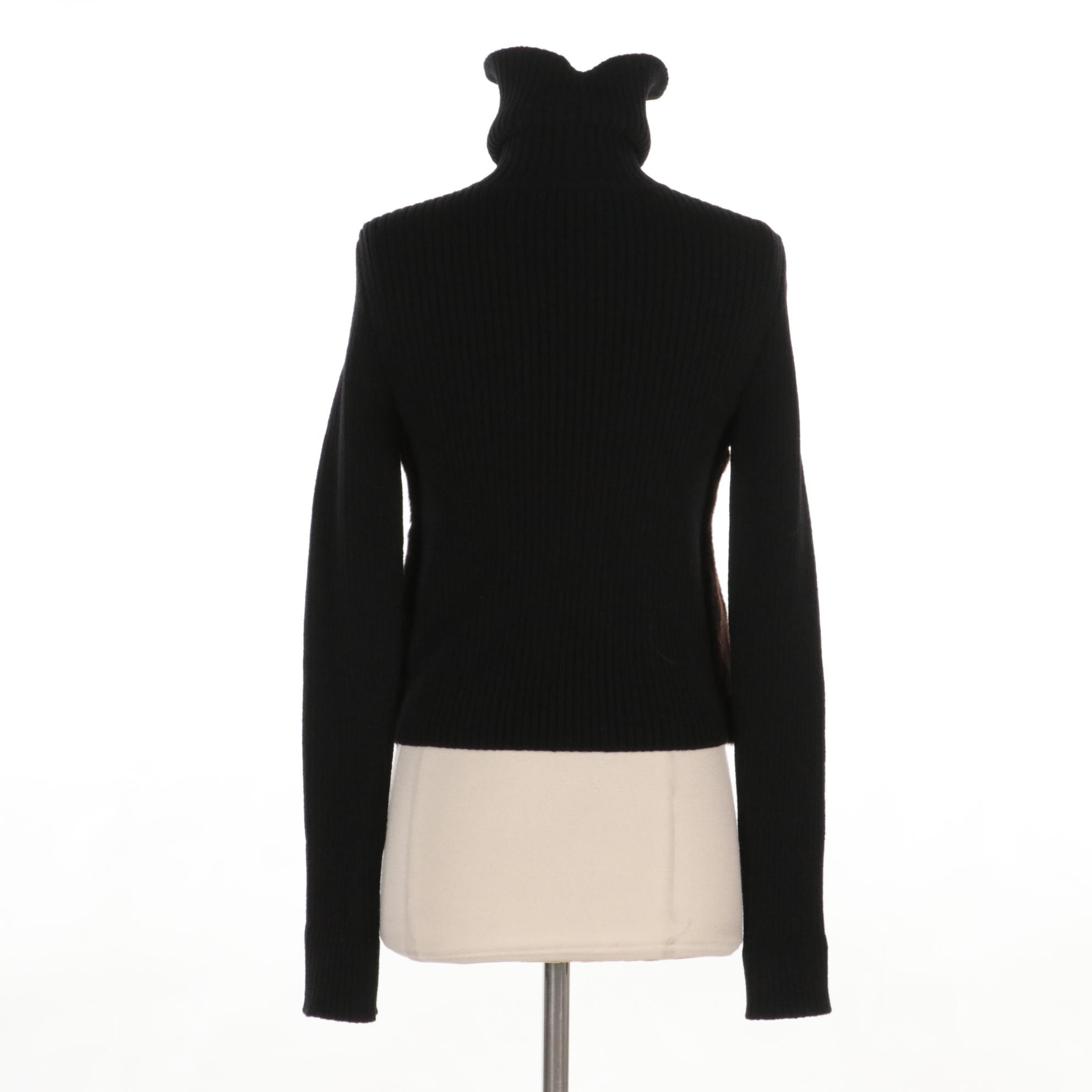 Louis Vuitton Monogram Logo Rabbit Fur and Ribbed Knit Wool Zipper-Front Jacket