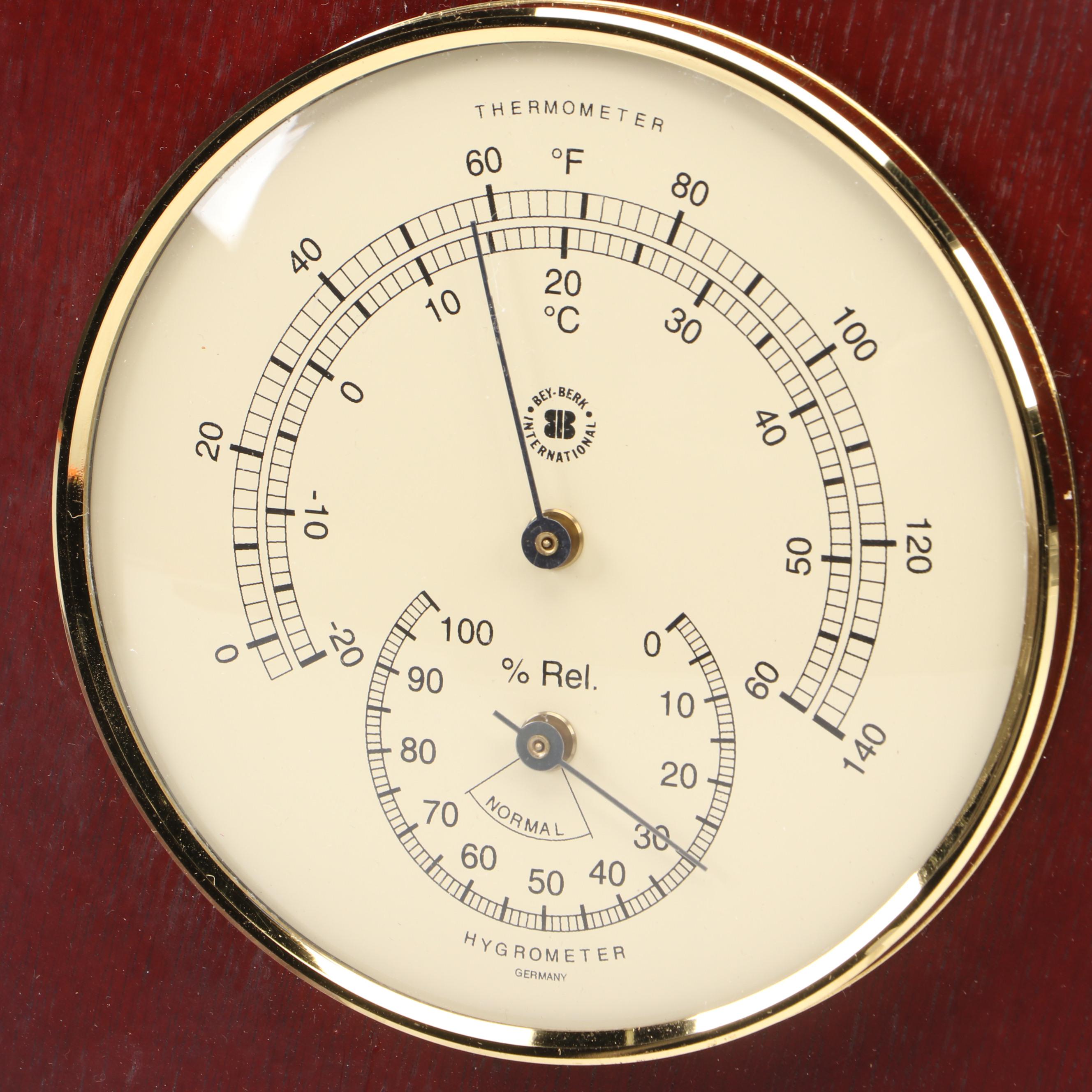 Bey-Berk Combination Thermometer & Barometer With Quartz Desk Clock
