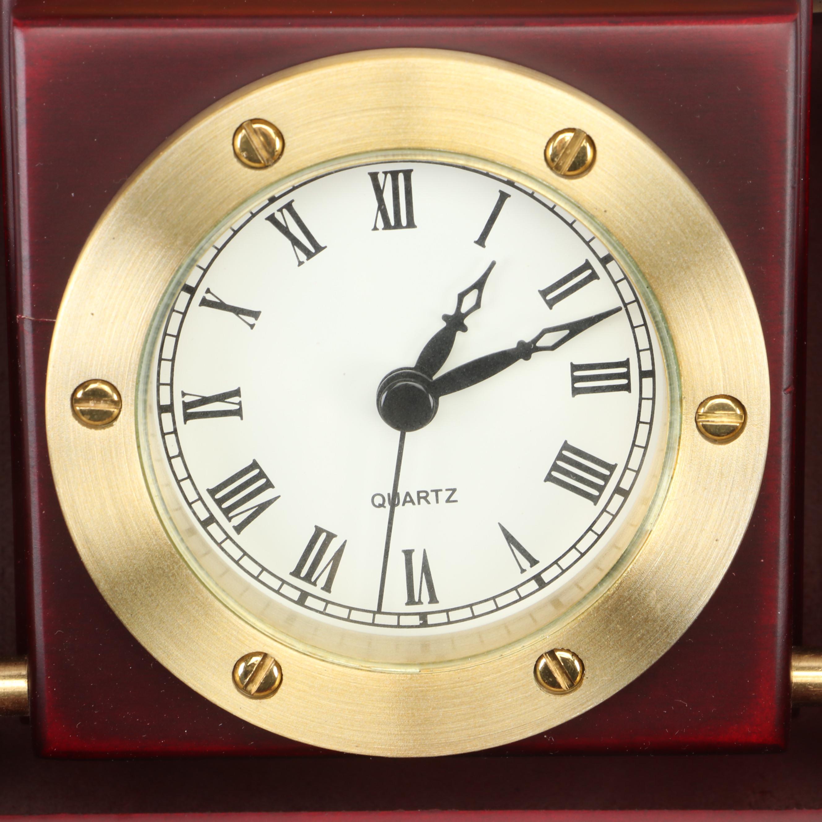 Bey-Berk Combination Thermometer & Barometer With Quartz Desk Clock