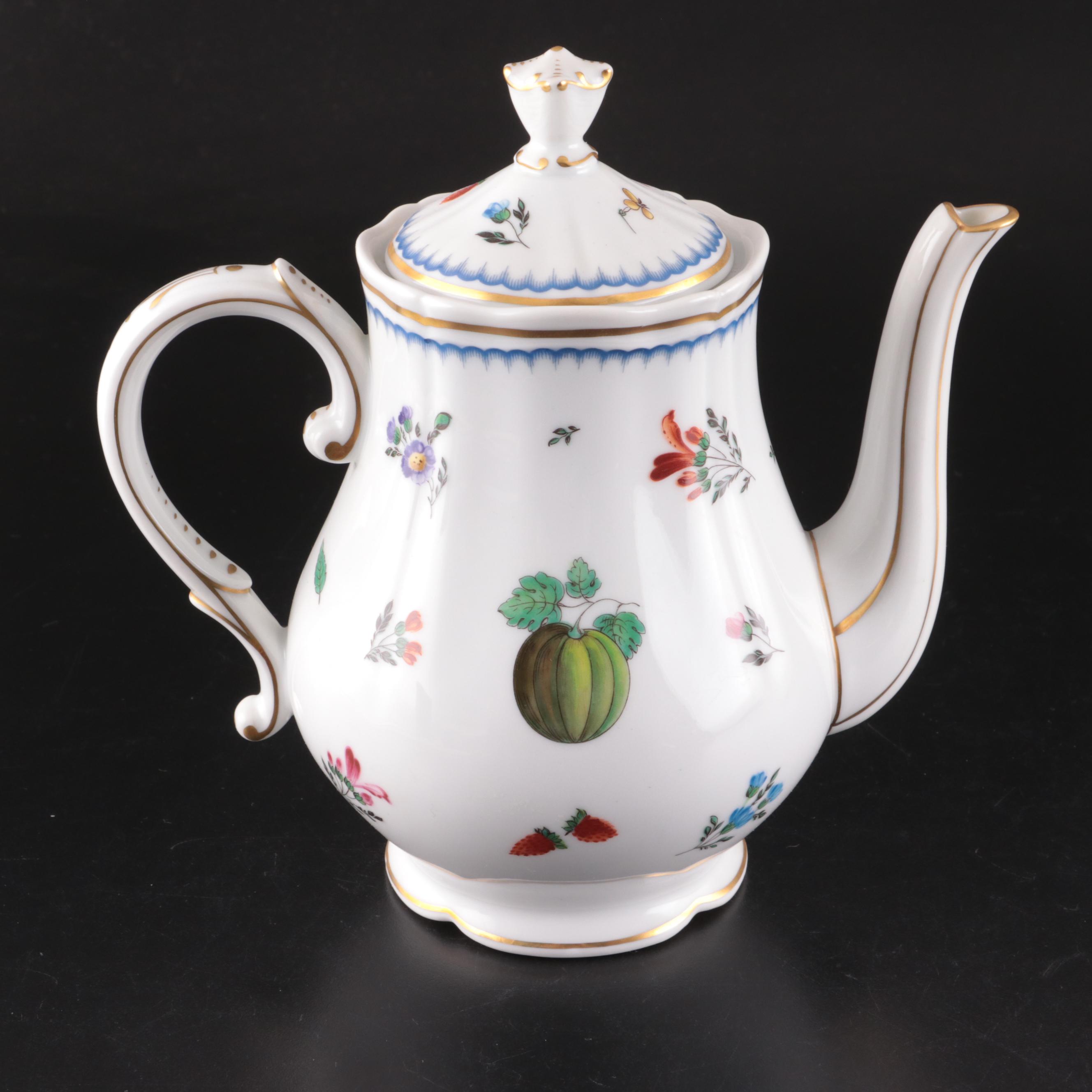 Richard Ginori "Italian Fruits" Porcelain Coffee Pot and More Serveware